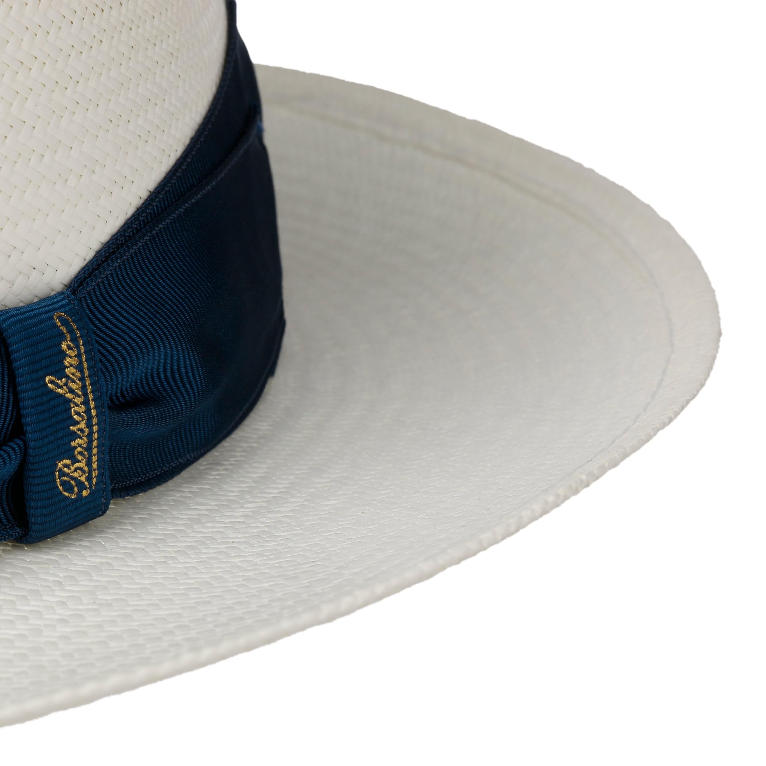 Borsalino Sombrero Panamá Black Small Mujer/Hombre - Made in Italy Fedora de Playa con Banda Grosgrain Primavera/Verano Verano