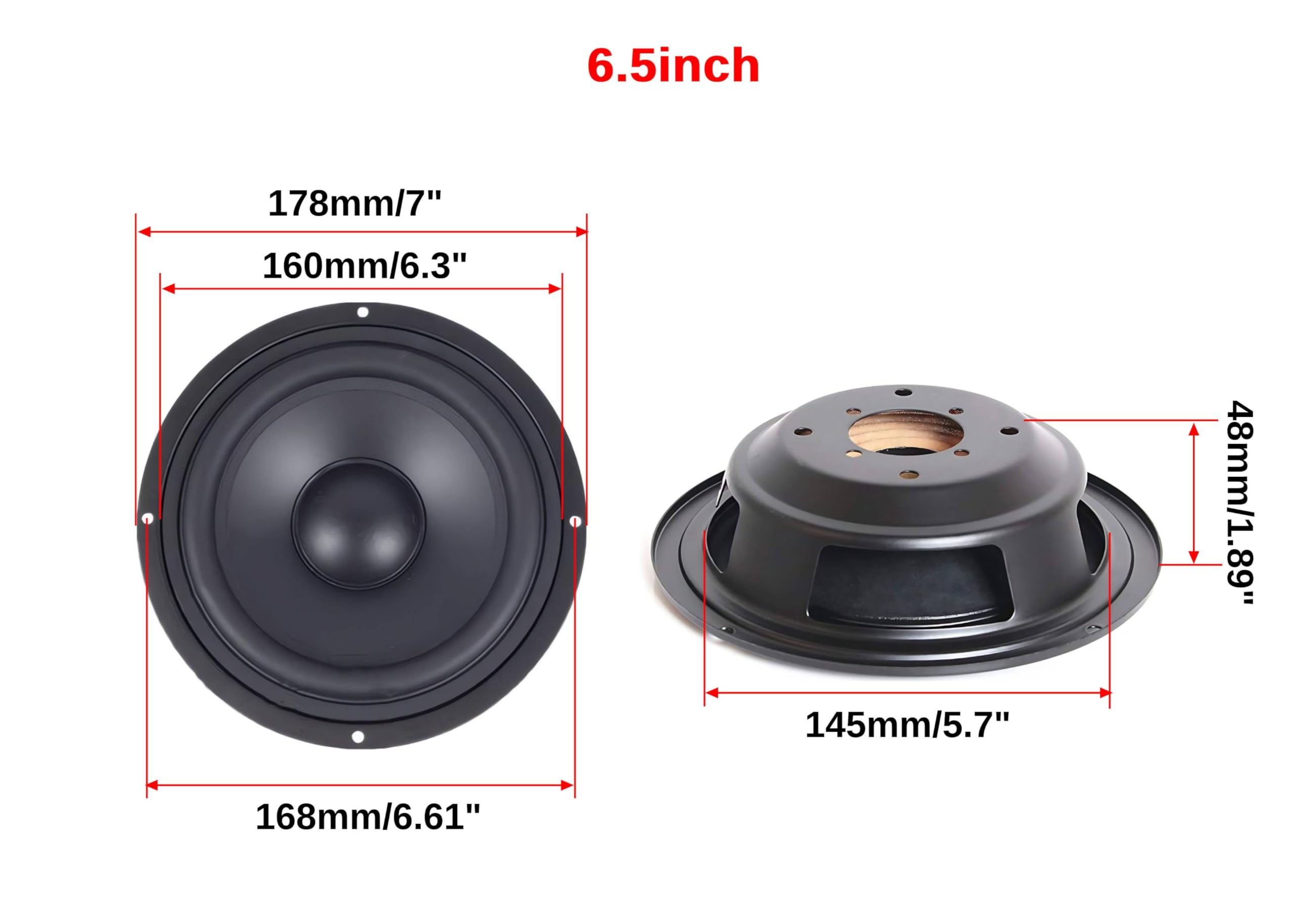 2 altavoces de graves de 6.5 pulgadas y 178 mm, radiador pasivo, amplificador de graves auxiliar, subwoofer, membrana vibratoria, reparación de bricolaje