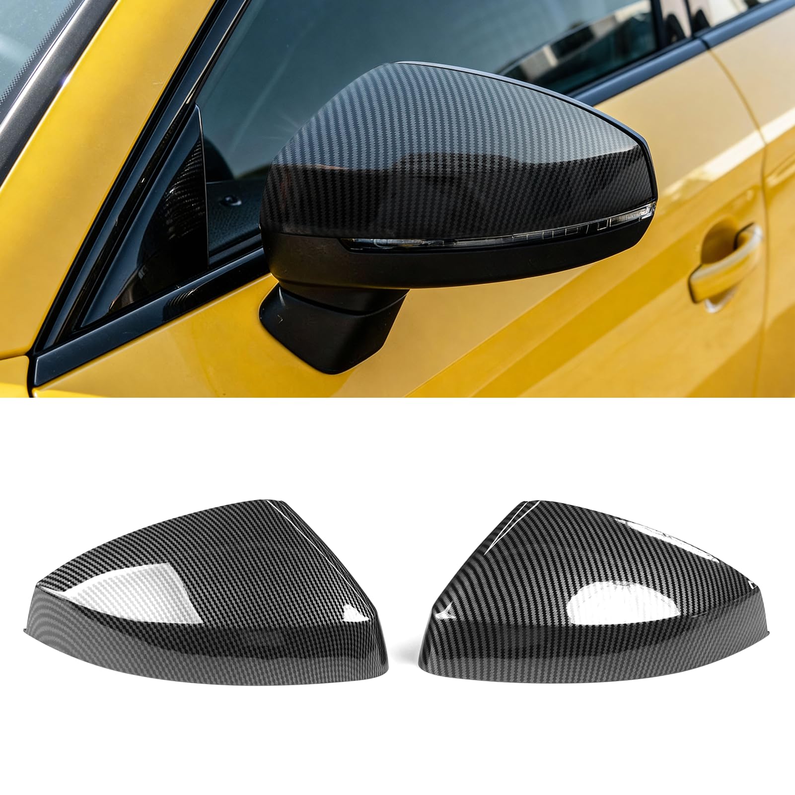 TTCR-II 2PCS Compatibile con Copri Specchietti Audi A3/8V/S3/RS3 2013-2019 | Sinistra+Destra Copertura Specchietti Retrovisore A3/8V/S3/RS3 2013 2014 2015 2016 2017 2018 2019 Tappi Specchietti-Carbonio
