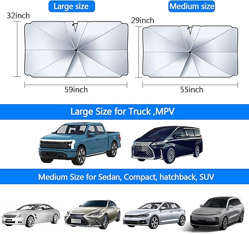 Miniatura 5 de Parasol mejorado para parabrisas de automóvil, parasol para ventana delantera, sombrilla con brella, protector para SUV, modelo Te-s-l-a, accesorios