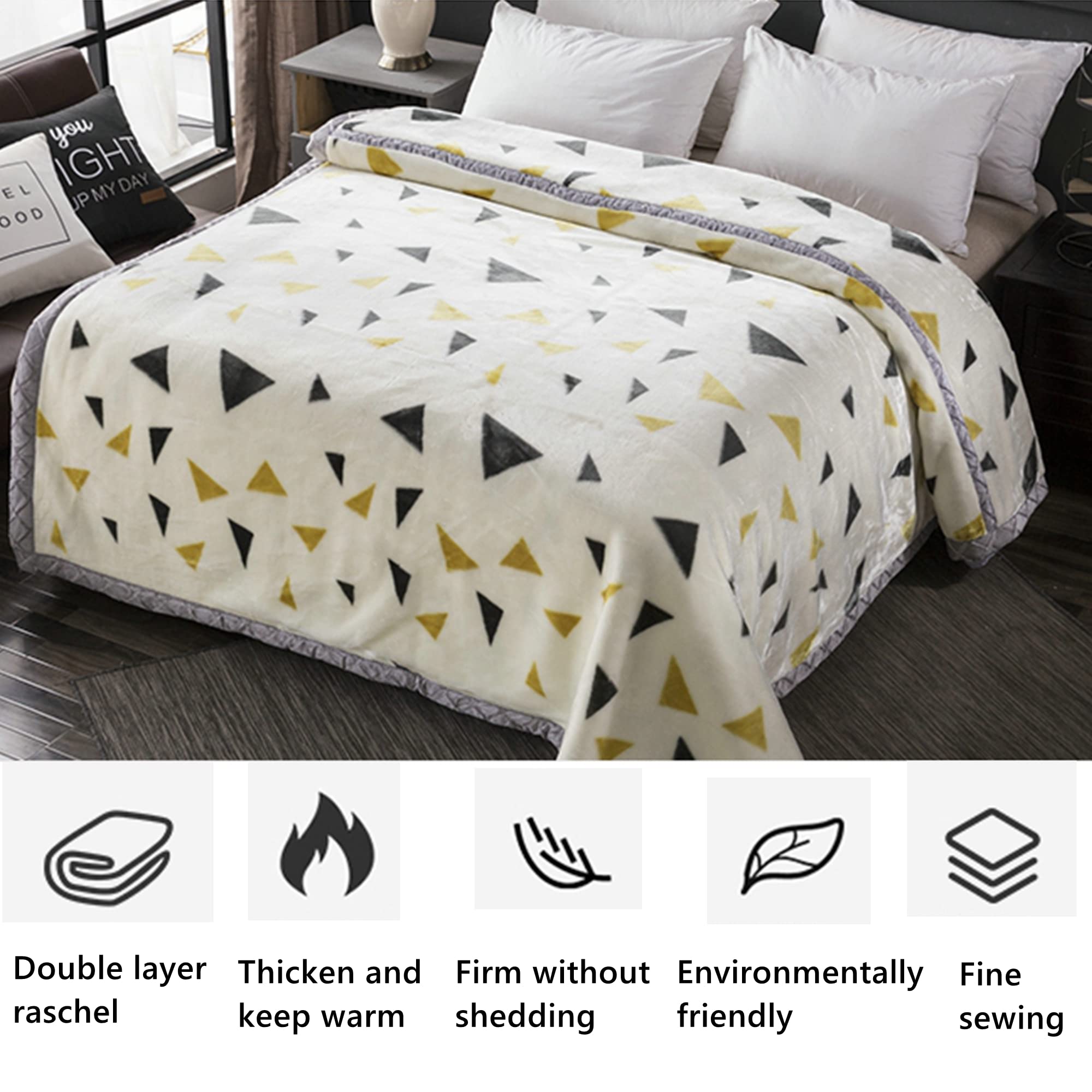 XIUDONG Coperta in pile pesante, 200 x 230 x 3 cm, 3,5 kg, con motivo a triangoli, per l'inverno, per letto ponderato, per dormire, divano