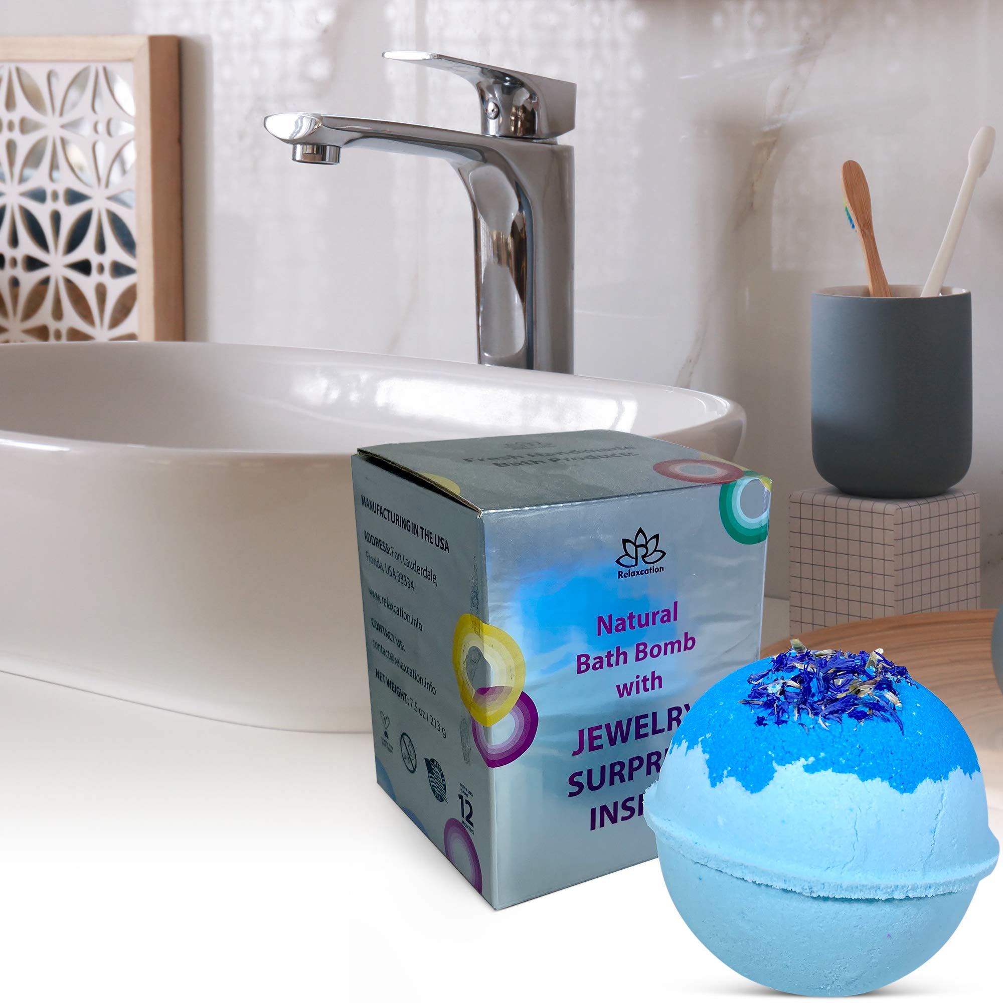 Bath Bomb with Surprise Bear Necklace Inside - Skin Moisturizing Natural Ingredients Safe for Kids - Bath Bomb with Bear Jewelry Inside for Women: Swan Lake