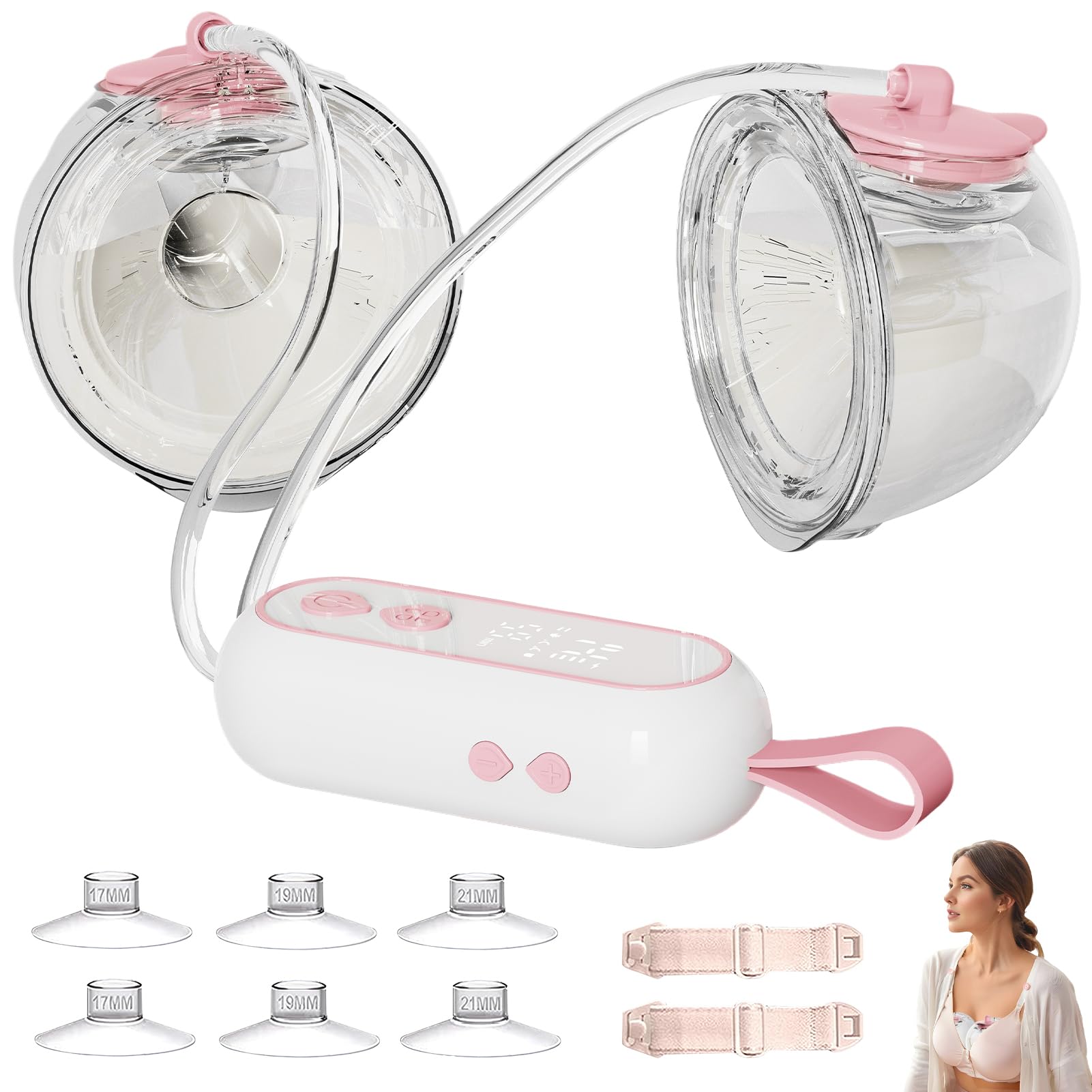Elektrische doppelmilchpumpe, Abpumpen muttermilch elektrisch mit 360ml Kapazität Hands free milchpumpe 4 Modi Stillzeit pumpe 16 Stufen Massage Bruststimulation Saugen Simulation für Unterwegs (Rosa)