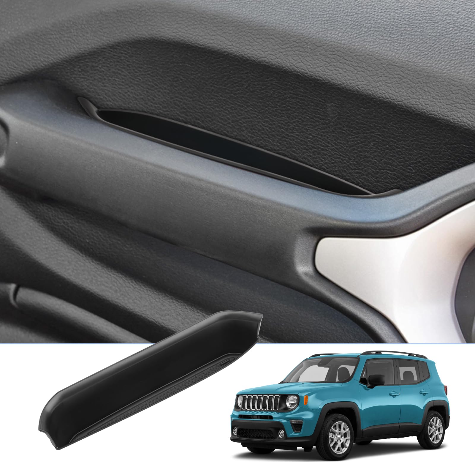 BIXUAN Kompatybilne z Jeep Renegade BU 2015-2025 Copilot pudełko do przechowywania z antypoślizgową matą, schowek na akcesoria, podłokietnik, organizer na podłokietnik, schowek na rękawiczki