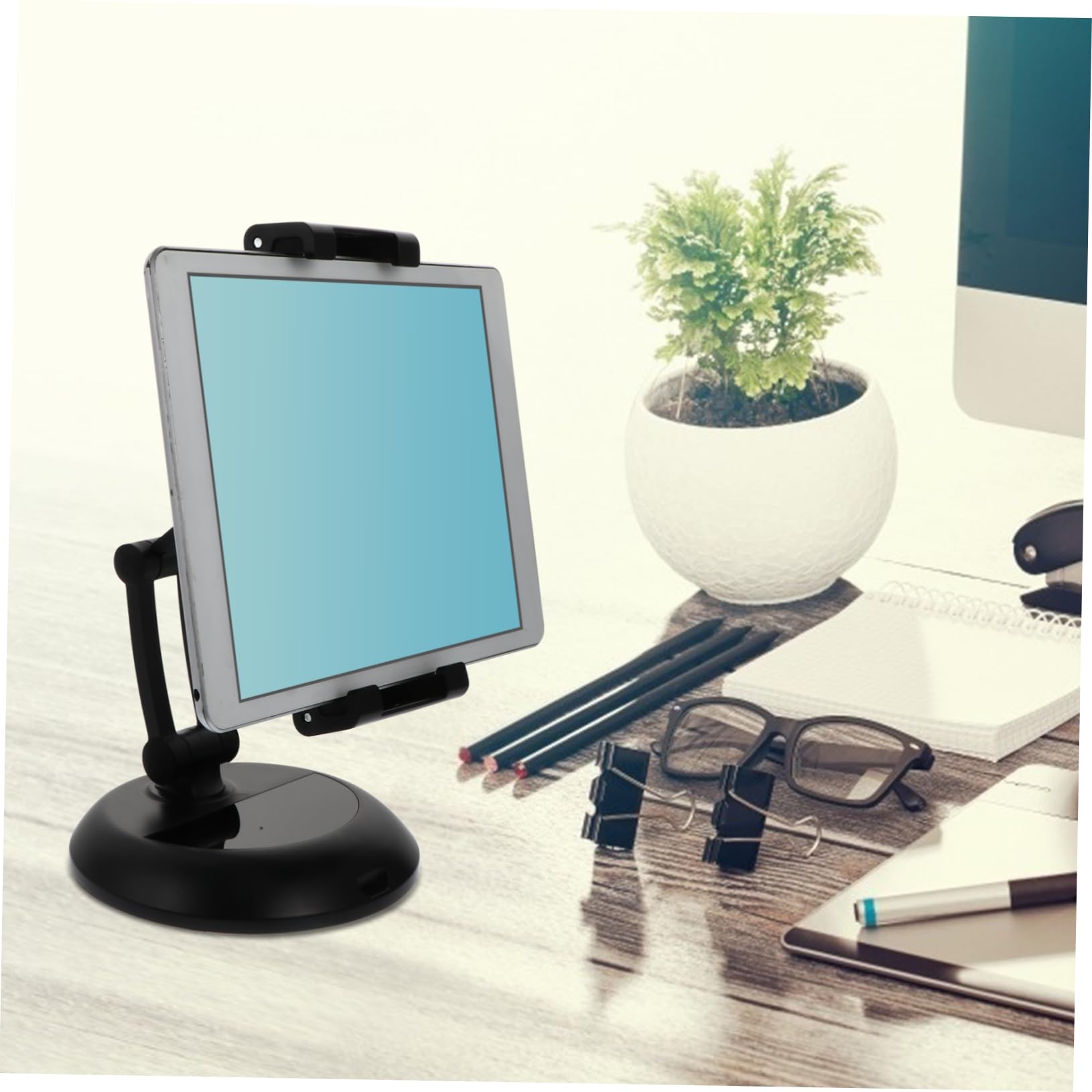 Gadpiparty Supporto Pieghevole per Telefono e Tablet da Tavolo in Metallo | Nero, Abs e Metallo, Leggero e Antiscivolo, Facile da Riporre e Trasportare