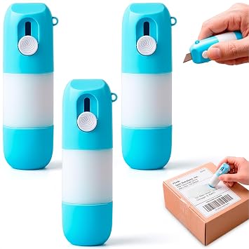 3 Pcs Water-Based Thermal Paper Eraser Pen with Mini Box Cutter Knife - Thermal Label Eraser, Liquid Redacting Marker for Covering Thermal Print on Receipts, Shipping Labels & Bills Privacy Protection