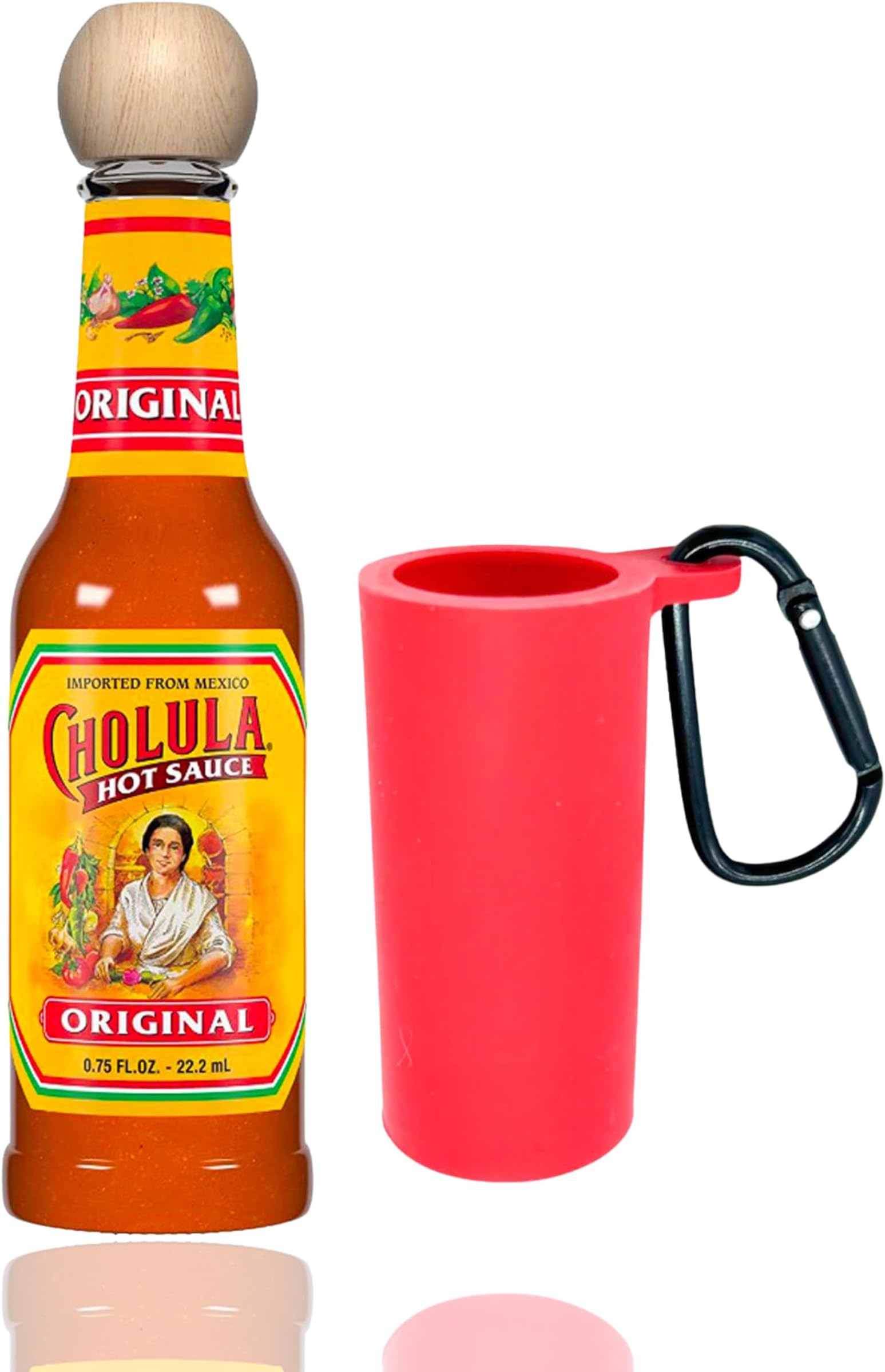Cholula Hot Sauce Keychain - Portable 0.75 oz Mini Bottle with Custom Holder - Travel Size Cholula Bottle - On-the-Go Spicy Flavor Enhancer (0.75 oz, 1)