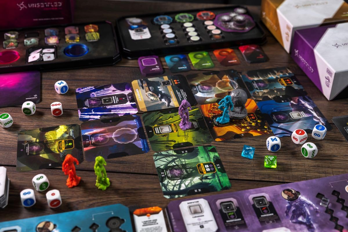 LUCKY DUCK GAMES| UNSETTLED | Jeu de Société Coopératif de Survie et d’Exploration Spatiale| 2 à 4 Joueurs | Univers de Science-Fiction |Set de Base avec 2 Planètes Exclusives | Version Française