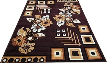 Moin Carpets Floral Traditional Carpet (Brown, Acrylic, 5 X 7 Feet)