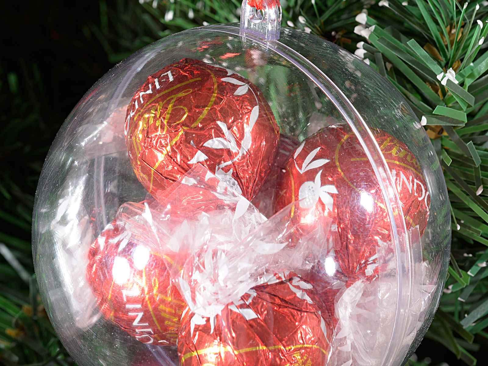 Set mit 20 Weihnachtskugeln zum Aufklappen und Personalisieren, Geschenkidee für den Kontakt mit Lebensmitteln