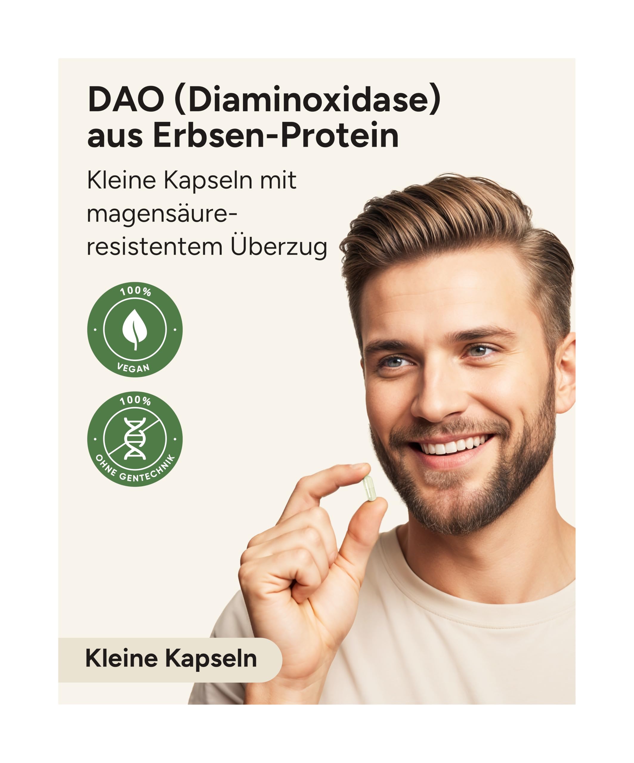 120 DAO Kapseln - 1.000.000 HDU pro Tag - perfekte Dosierbarkeit mit 333.333 HDU/Kapsel (1 bis 3 Kapseln/Tag) - DAO vegan - DAO Enzym aus Erbsen
