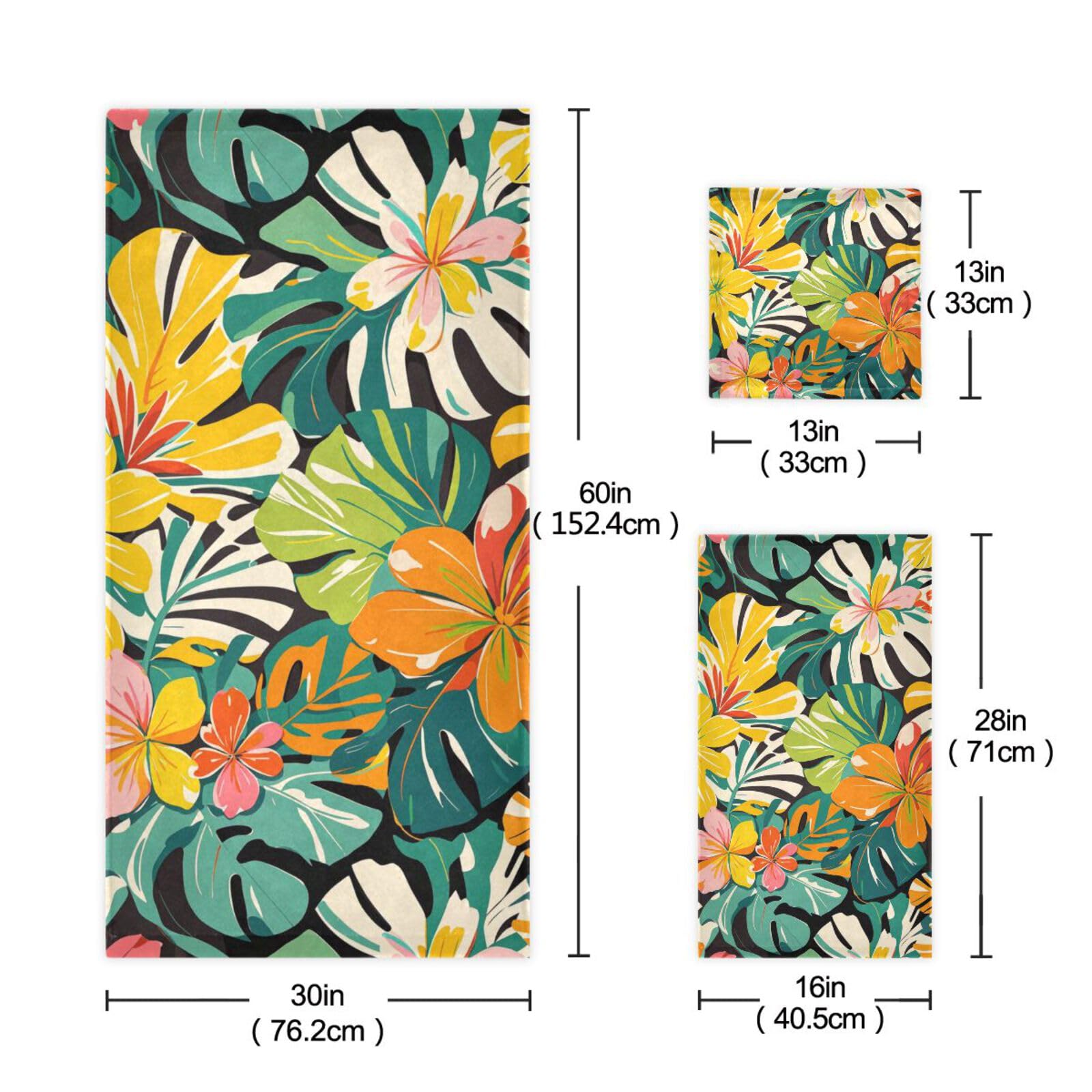 Set di 3 asciugamani colorati estivi hawaiani per la pulizia del viso, 1 asciugamano da bagno, 1 asciugamano per le mani, 1 panno per la pulizia del viso, per casa, cucina e famiglia