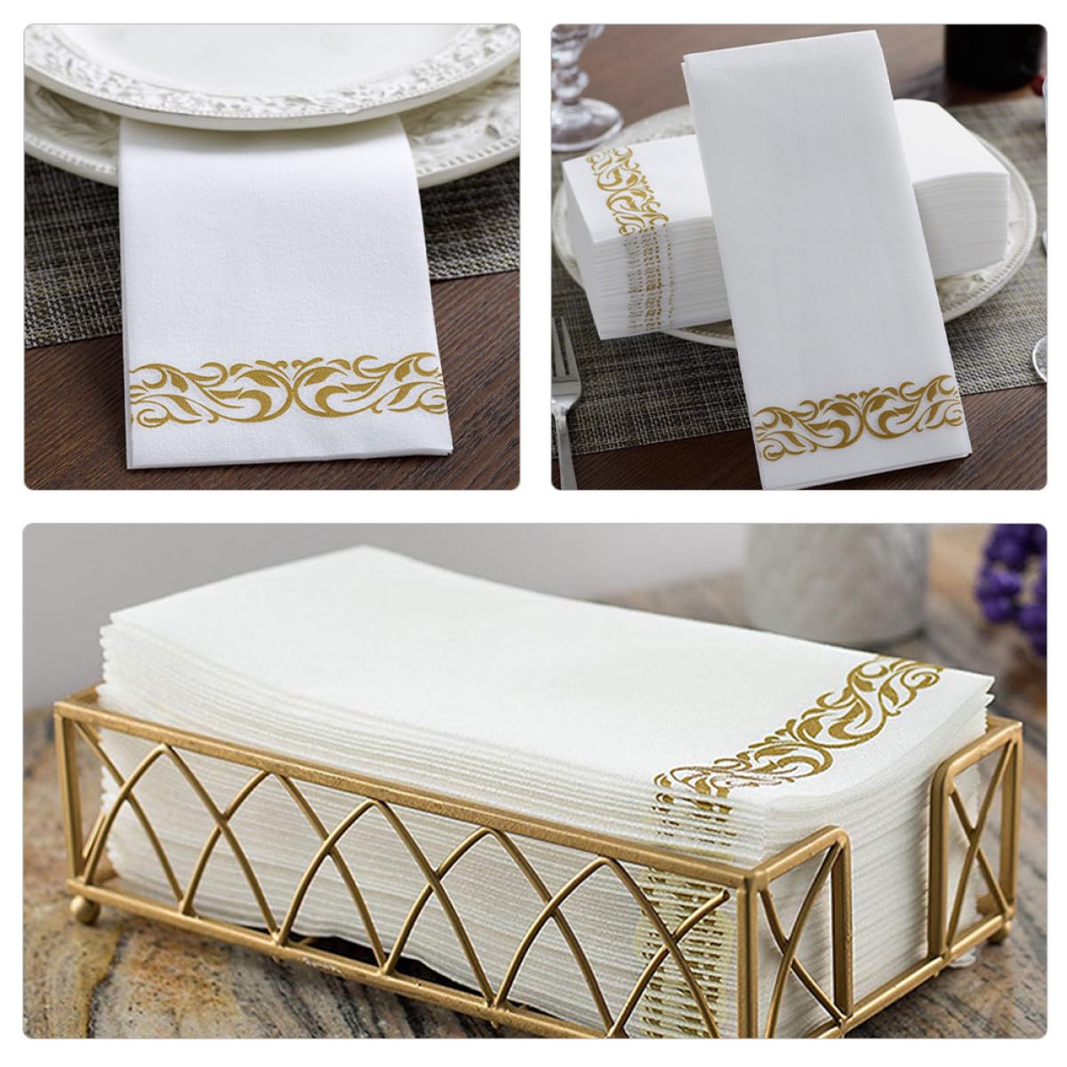 DECHOUS 100 Goldene Einweg Servietten aus Papier 40 X 30cm Gefaltet Elegant und Luxuriös für Hochzeit Party und Hotelgebrauch