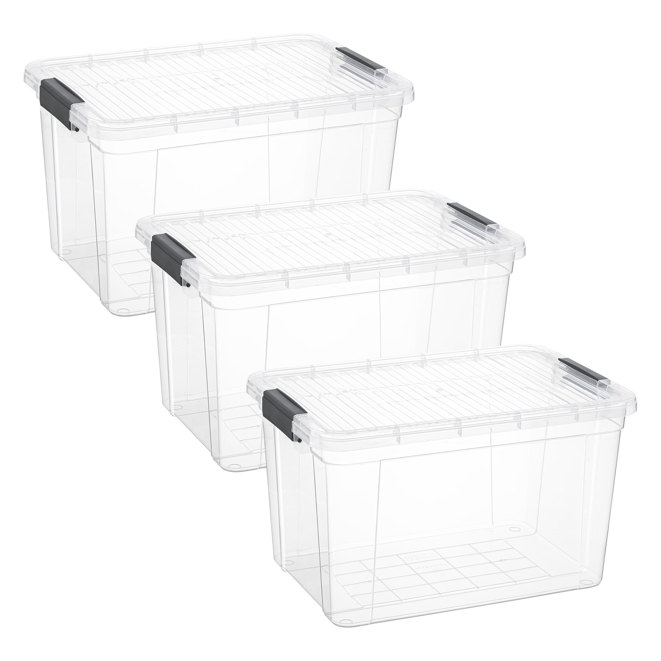 Superio 26.5 Quart Clear Plastic Storage Boxes with Lids, Stackable Organizer Containers, BPA-Free Storage Bins for Home, Office, School &amp; Dorm, 3 Pack