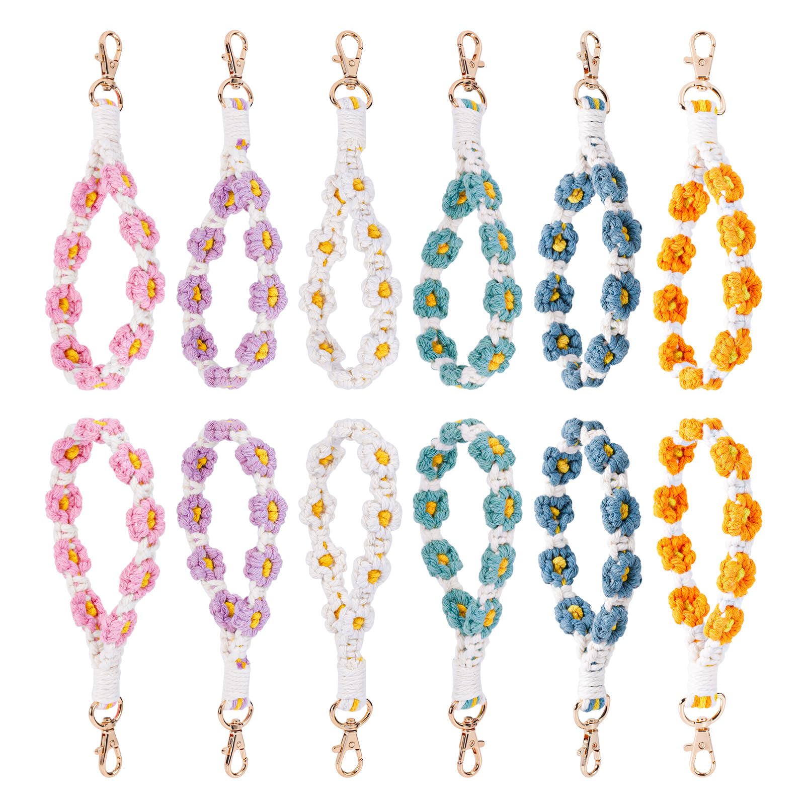 Llavero de coche pulseras Mikovivi hechos a mano en macramé con cordón de muñeca boho para mujer