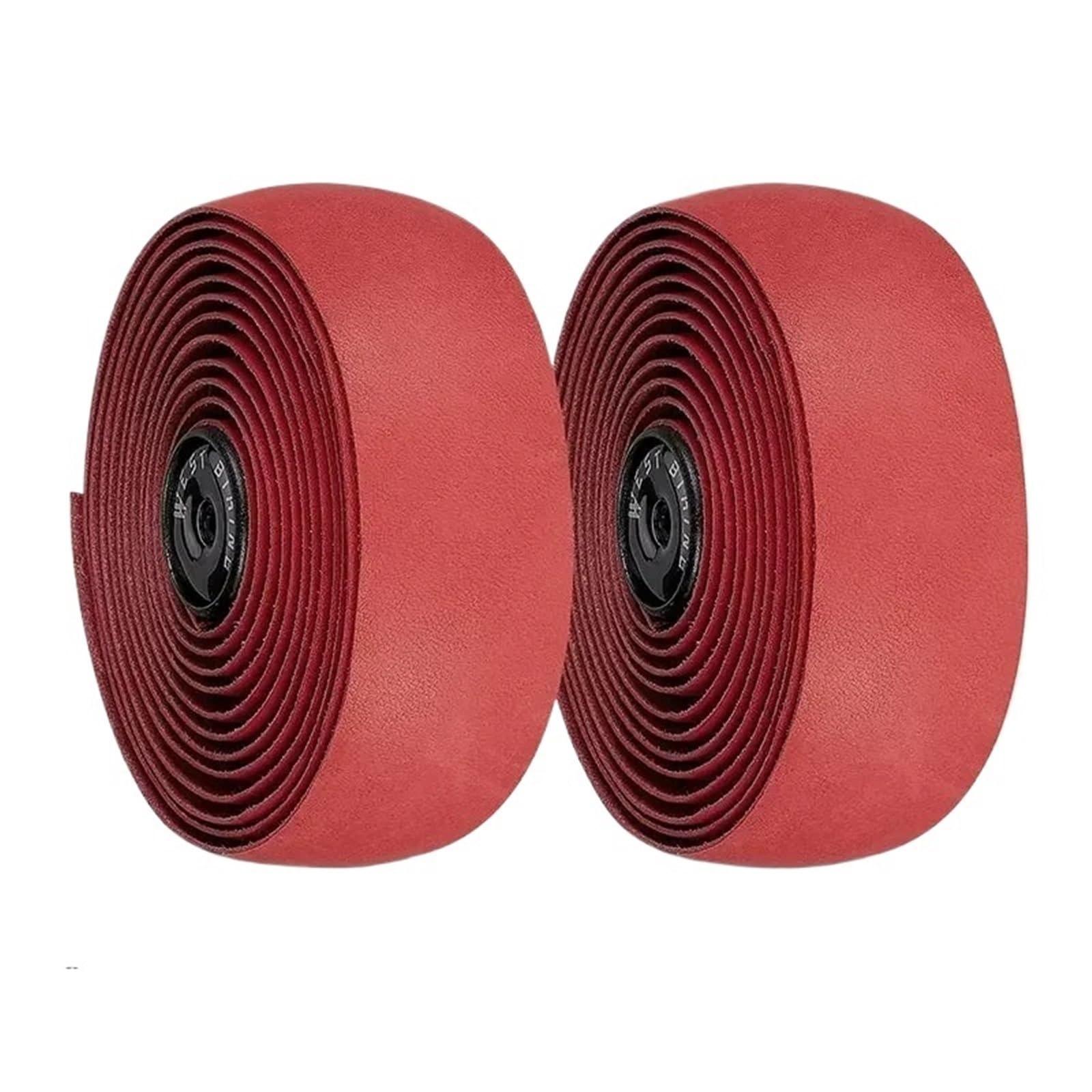Lenkerband Echtes Leder Lenkerband for Rennrad Retro Farbe Drop-Bar Fahrrad Lenker Wicklung Fahrrad Zubehör Griffband Selbstklebend(Red)