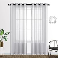 Vista 38 de Cortinas traslúcidas terracota de 84 pulgadas de largo para sala de estar y dormitorio, con ojales, estilo bohemio, aireadas, transparentes, de lino