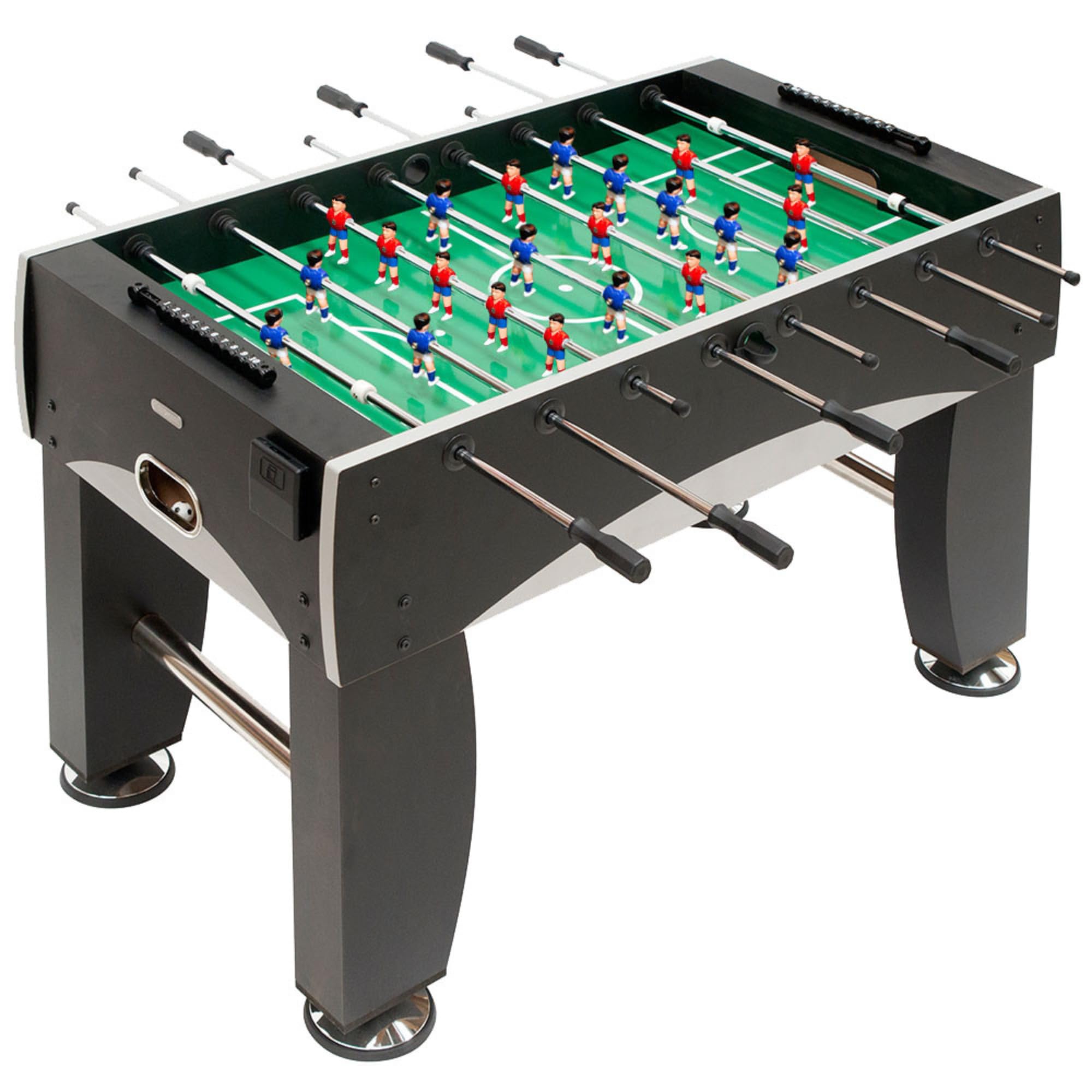 Devessport - Futbolín Silver Semi Profesional con Niveladores y Posavasos | Futbolín con Retorno de Bolas| Modelo de Gran Tamaño para Adultos y Niños