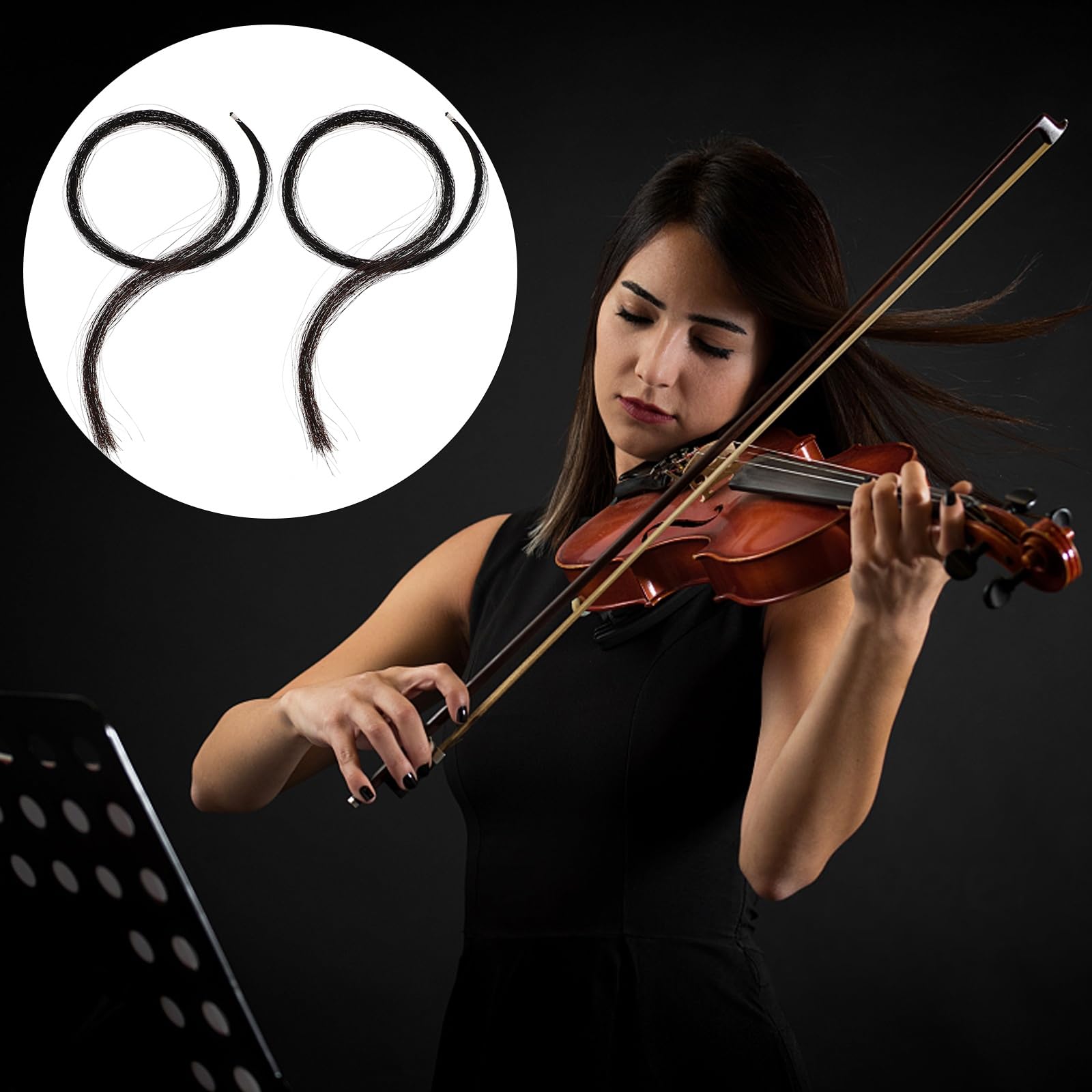 Amazon | 2 バイオリン弓髪楽器アクセサリーブラックカーボン