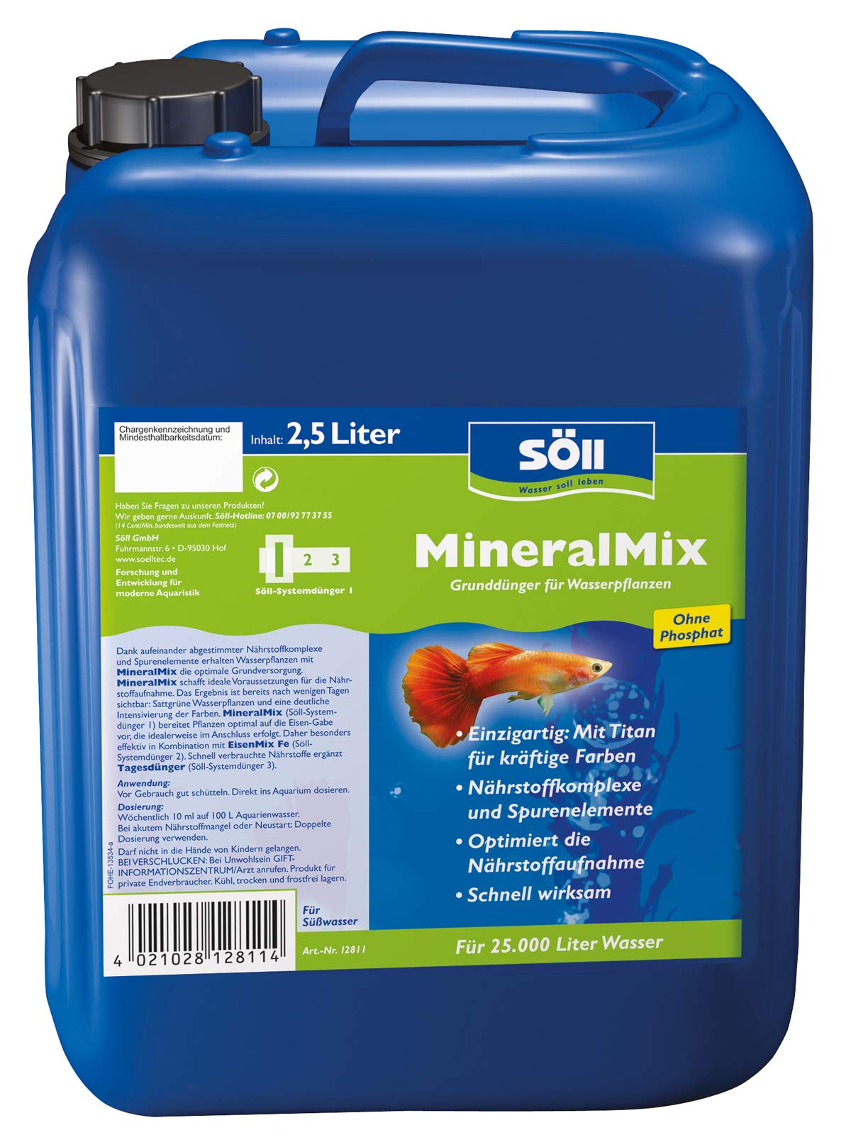 Sll MineralMix, 2,5 l fr 25.000 l - phosphatfreier Grunddnger fr  Wasserpflanzen im Aquarium, mit wichtigen Nhrstoffkomplexen und  Spurenelementen ...