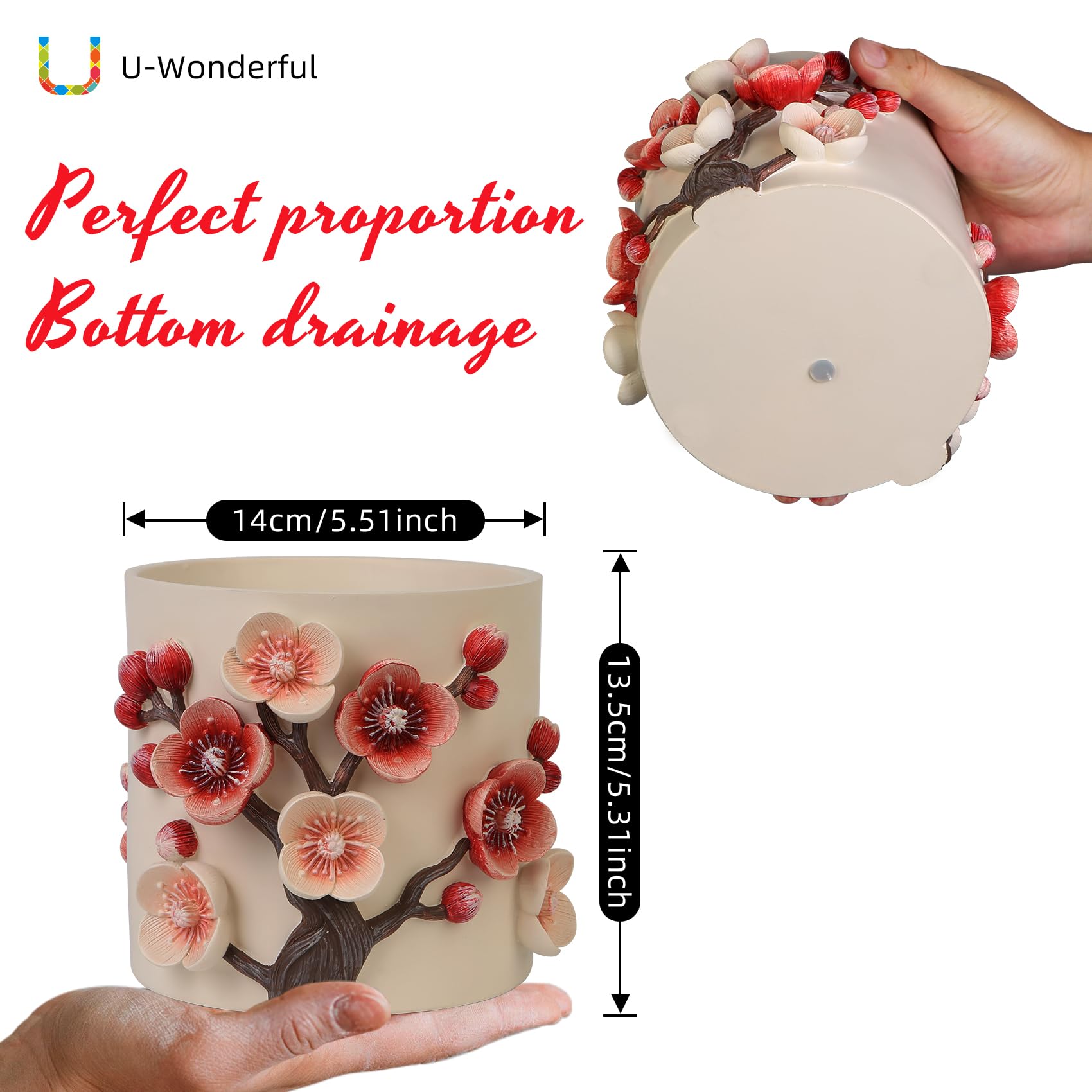 Vaso per piante da 20 cm, con petali 3D con drenaggio, grazioso vaso unico per piante grasse/piante serpente/cactus per interni ed esterni, decorazione colorata e divertente per la stanza