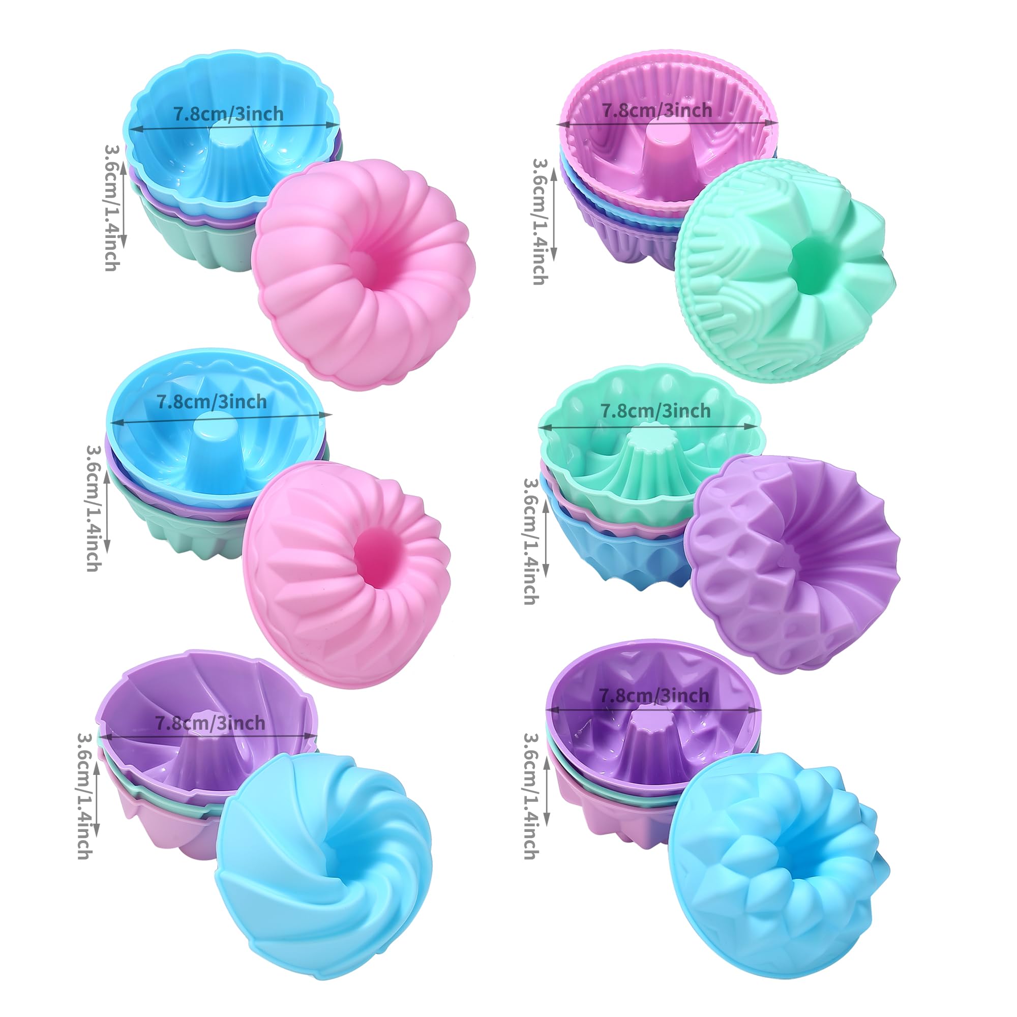To encounter 24Pack Silicone Molds, Nonstick 3 inches Silicone Donut Mold, Silicone Baking Cups, Silicone Donut Pan, Muffin, Jello, Bagel Pan, Oven- Microwave- Dishwasher Safe