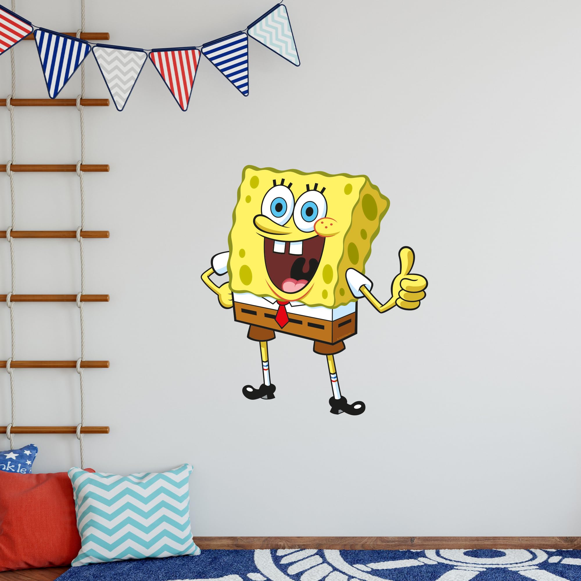 Spongebob Wall Sticker - Spongebob Thumbs Up Decal Wall Art (60cm Height x 55cm Width)