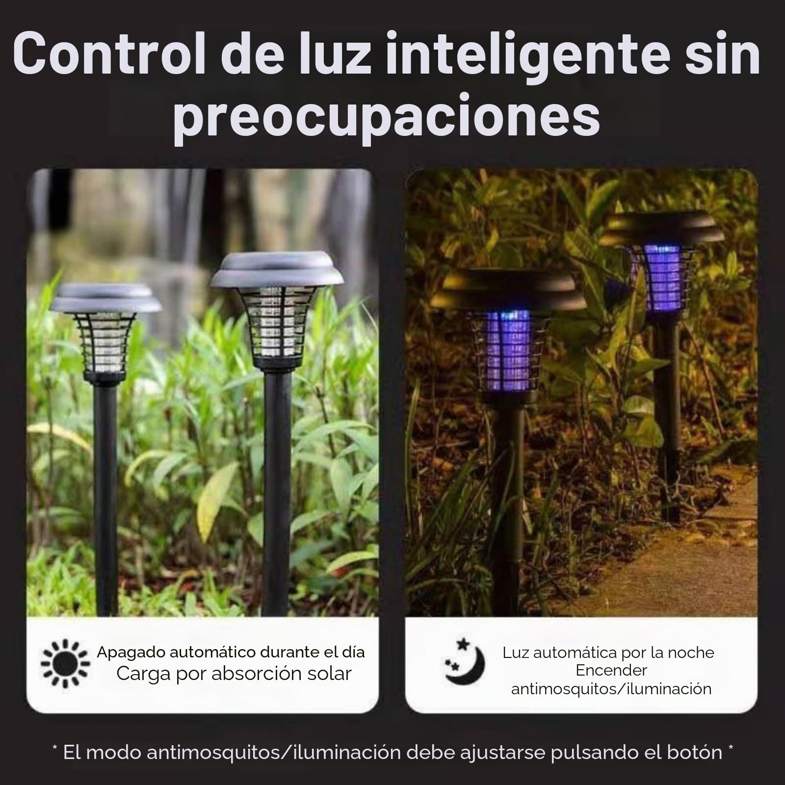 Antimosquitos Solar, Lámpara Antimosquitos de Enchufe de Suelo, 2 Modos, Lámpara Antimosquitos Exterior, Iluminación Exterior Impermeable, Luz Violeta Antimosquitos para Jardín, Balcón, Camping (4