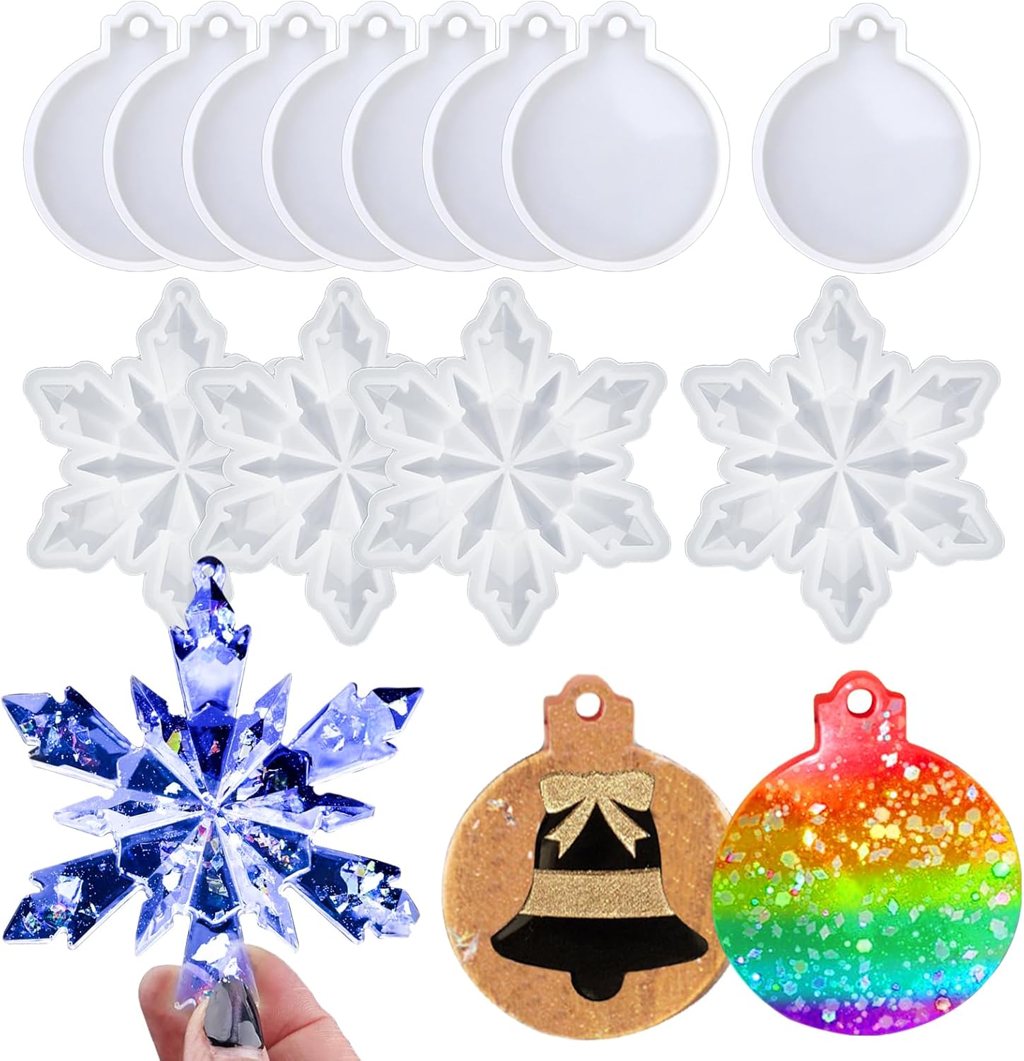 Wehous 12PCS Christmas Resin Molds, Christmas Ornament Mold