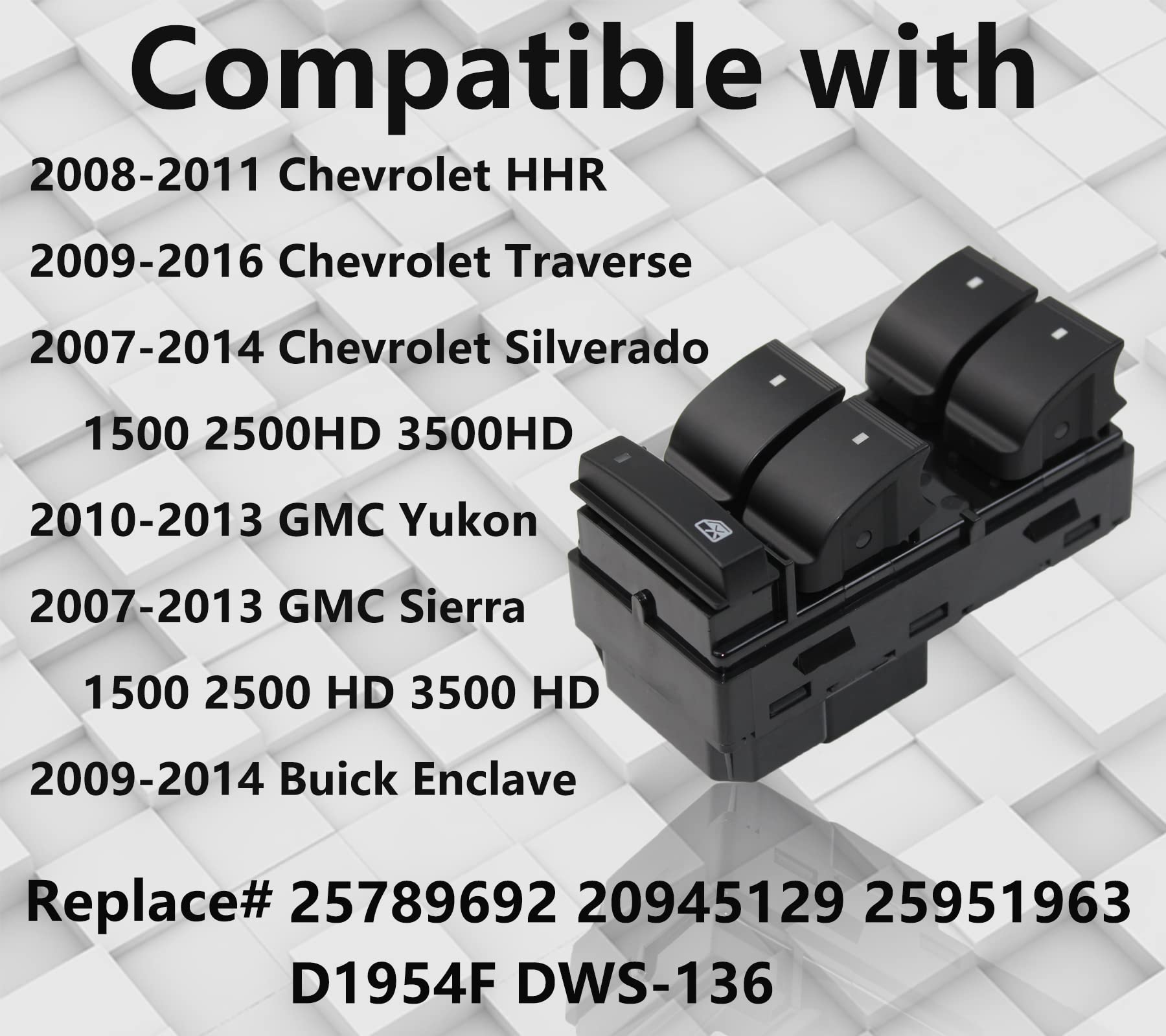 DRIVER SIDE POWER WINDOW SWITCH FOR 2007-14 SILVERADO SIERRA 1500 2500 3500 4-DR - Foto 10