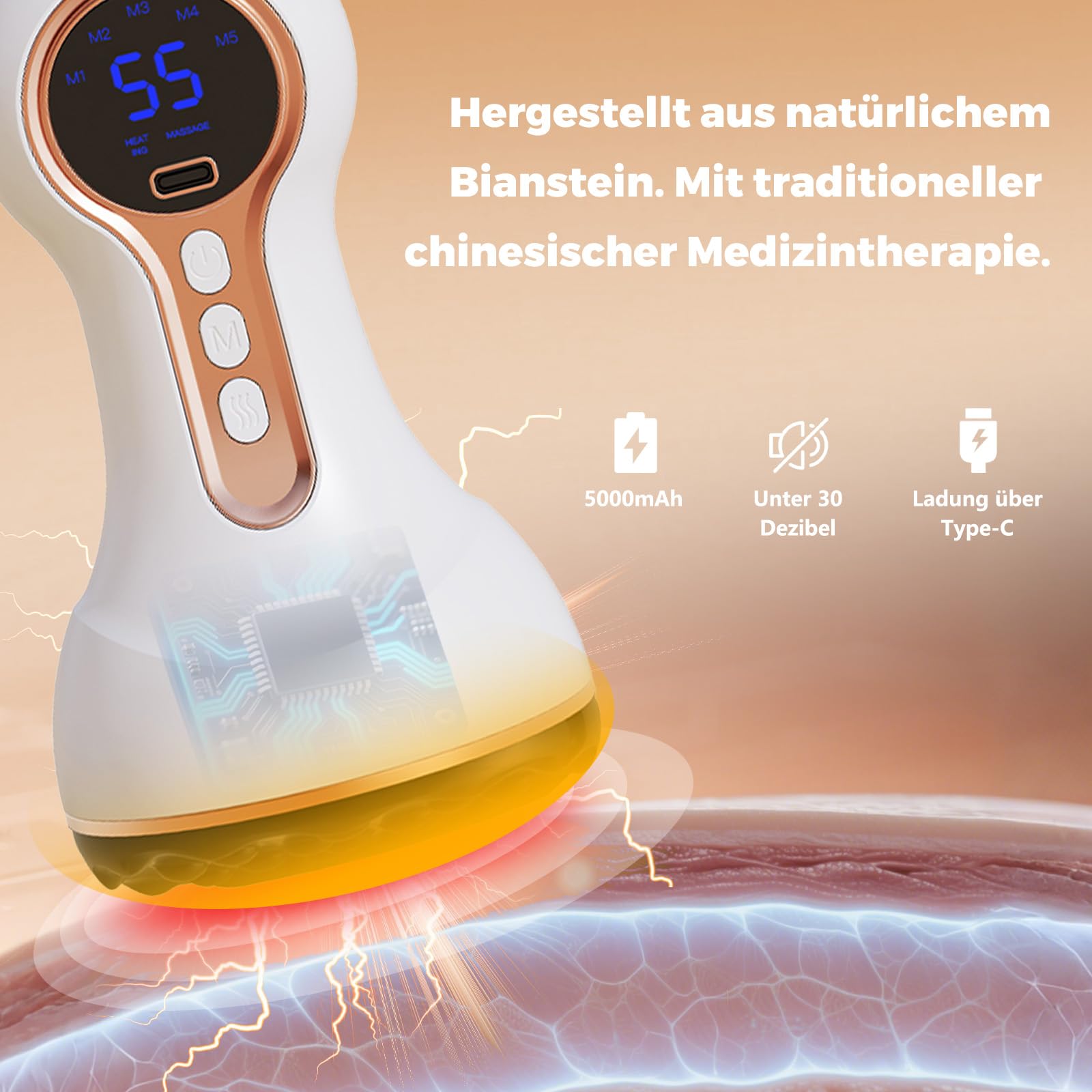 Venopulse Neuropathie Fußmassagegerät, Vibrastone Bein Massagegerät mit Wärmefunktion und Vibration, Fussmassagegerät