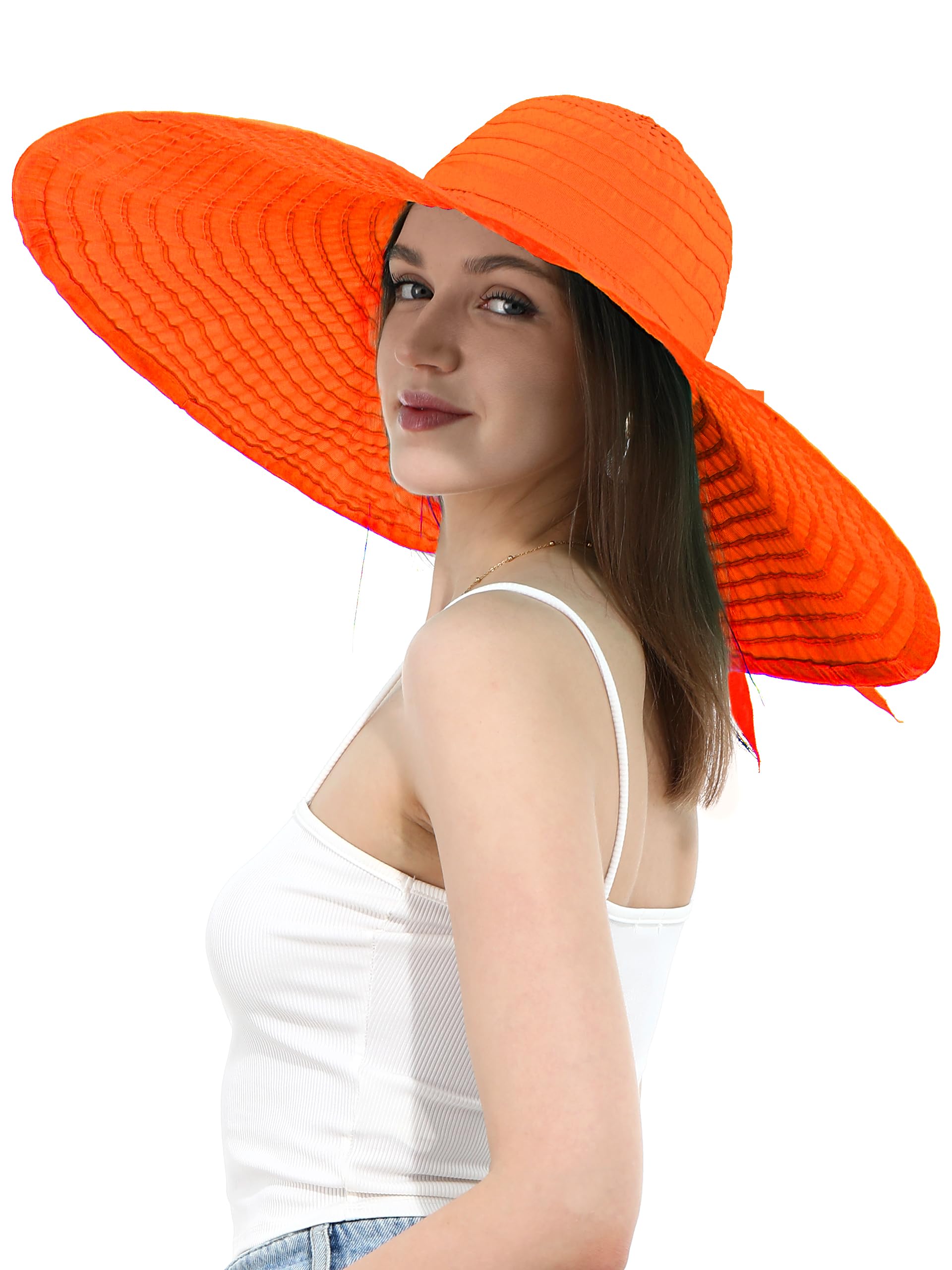 Womens Wide Brim Sun Hat UV Protection Extra Large Floppy Cap Foldable Oversized Beach Hats for Summer UPF 50+