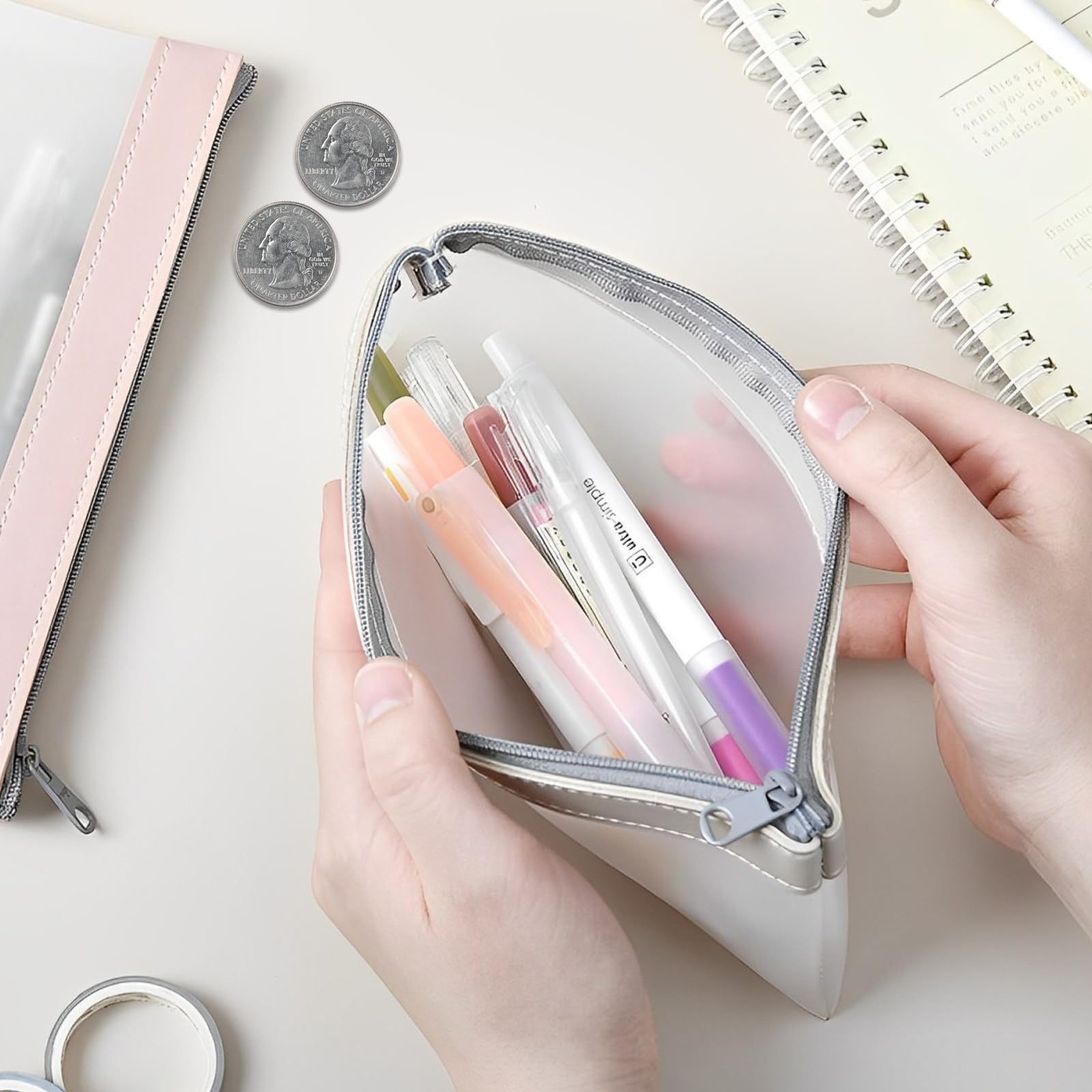 Bolsas de Dinero con Cremallera, Organizador de Efectivo Transparente Multiusos, 6 Piezas