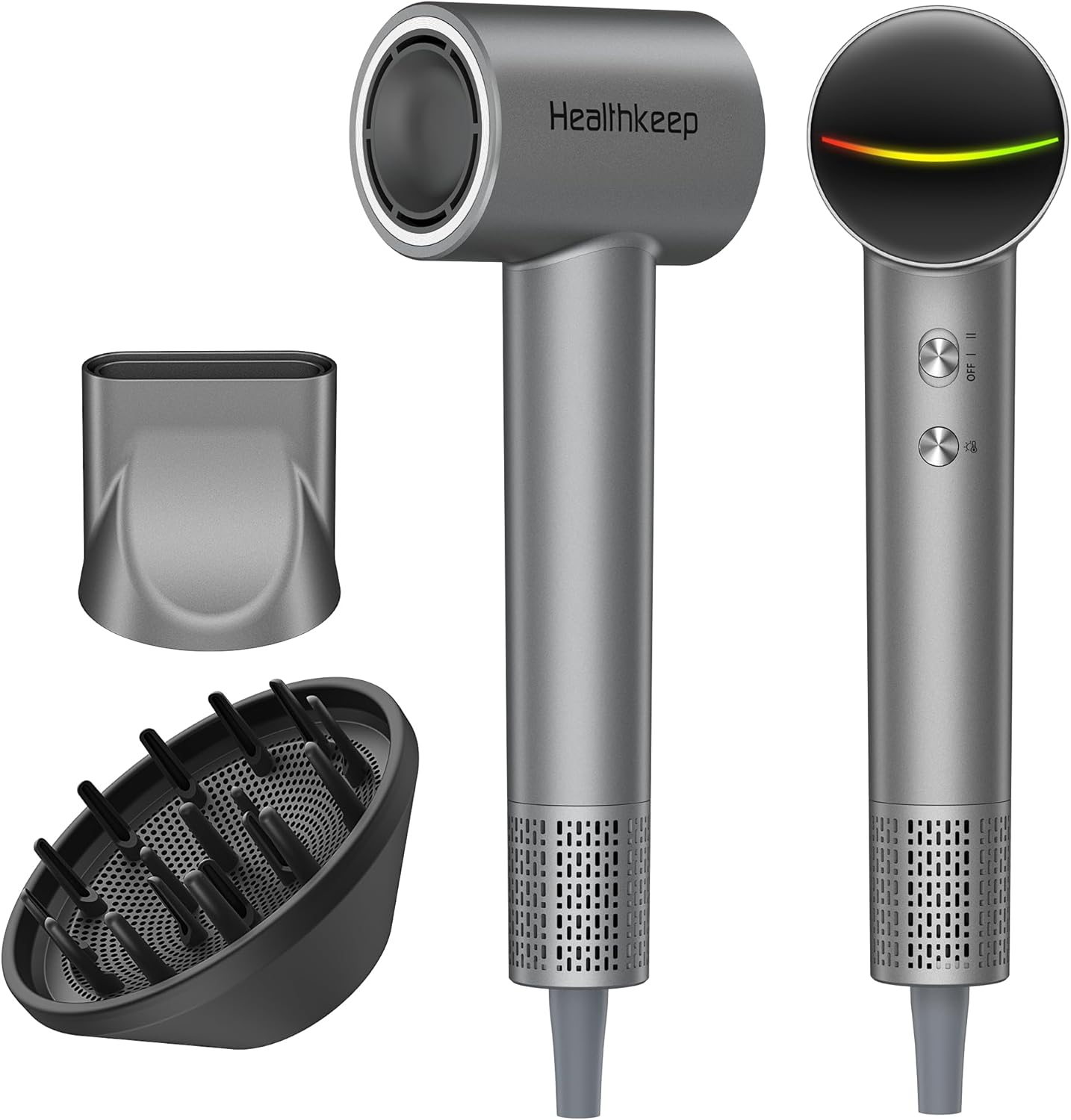 Hair Blow Dryer with Diffuser: 1500W High-Speed Brushless Motor 500M Ionic Technology, Thermo-Control Low Noise for Curly, Straight & Damaged Hair, Home Travel Salon