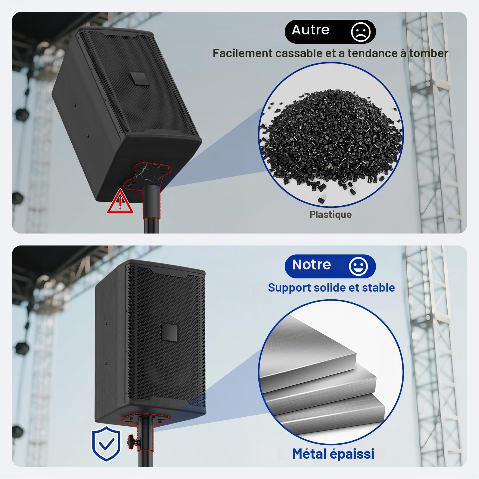 Adaptateur Universel Haut-Parleur 35 mm pour Support DJ/PA Pro Audio – Plaque de Montage en métal pour trépied ou Support d’Enceinte Standard 35 mm