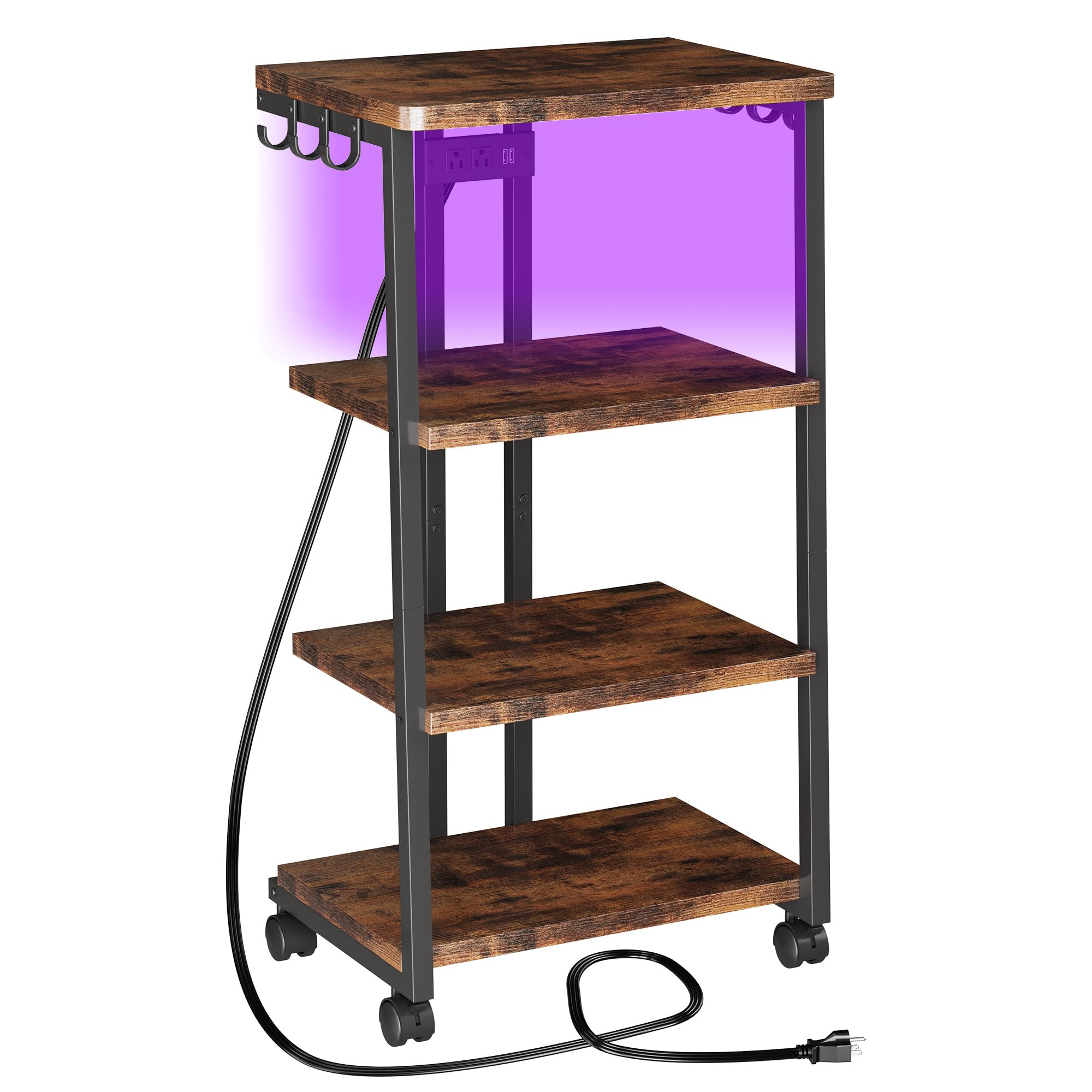 Homeiju Smart Media Console con luci RGB controllate da APP, centro di intrattenimento in legno per giochi e supporto TV, archiviazione per PS5/Xbox/Stereo e DVD Organizer