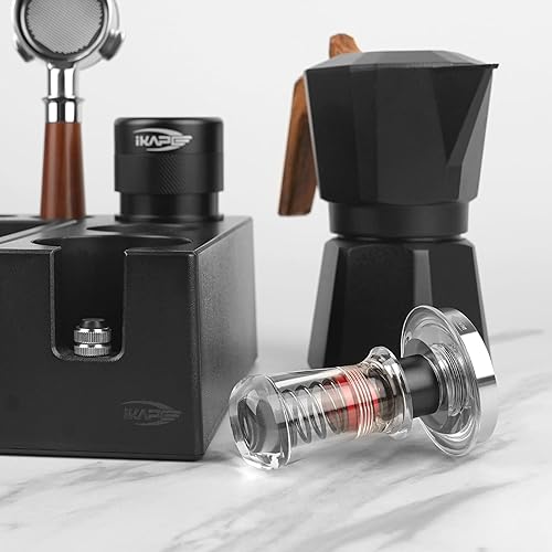 Miniatura 5 de IKAPE Ace - Manipulador de café expreso transparente de 2.008 in, calibrado con resorte con base plana de acero inoxidable de alta calidad,