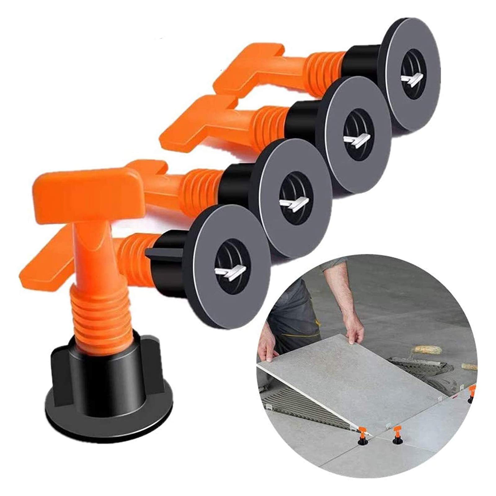 Kit di livellamento per piastrelle riutilizzabili, 100 pezzi, livellatore per piastrelle, distanziatore per livellare le piastrelle, strumento fai da te per edifici, pareti, pavimenti, 2 chiavi
