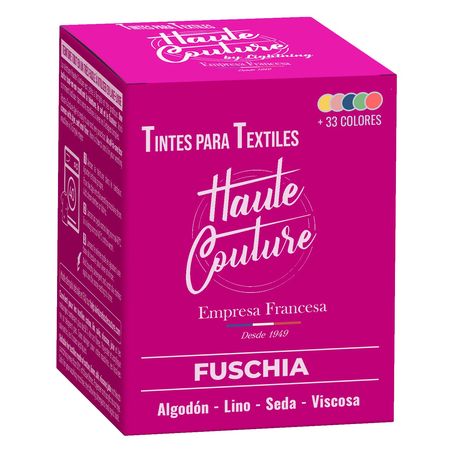 Haute Couture - Tinte para Ropa y Textil Rosa - Fuscia - 350g - Tinte Textil Todo en uno - Listo Para Teñir Ropa y Tejidos