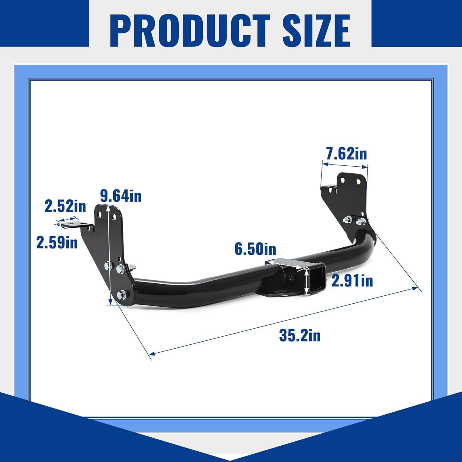 KUAFU Class 3 Trailer Hitch Compatible with 2011-2026 Mitsubishi Outlander Sport, RVR Black Towing Hitch 2-Inch Receiver
