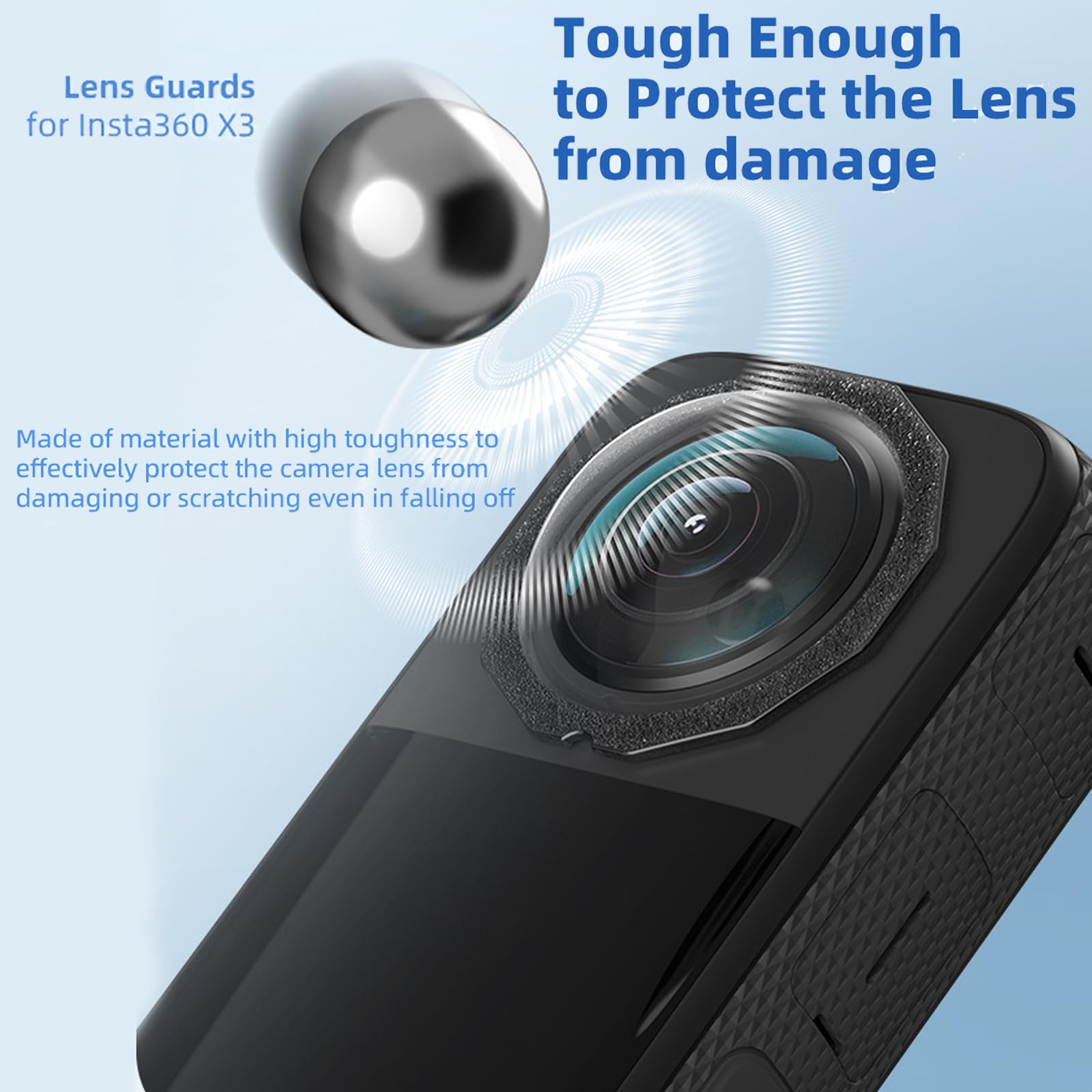 Gdraco Copriobiettivo per fotocamera insta 360 X3 Action Camera, materiale ad alta tenacità, antigraffio, pellicola protettiva per obiettivo Full HD