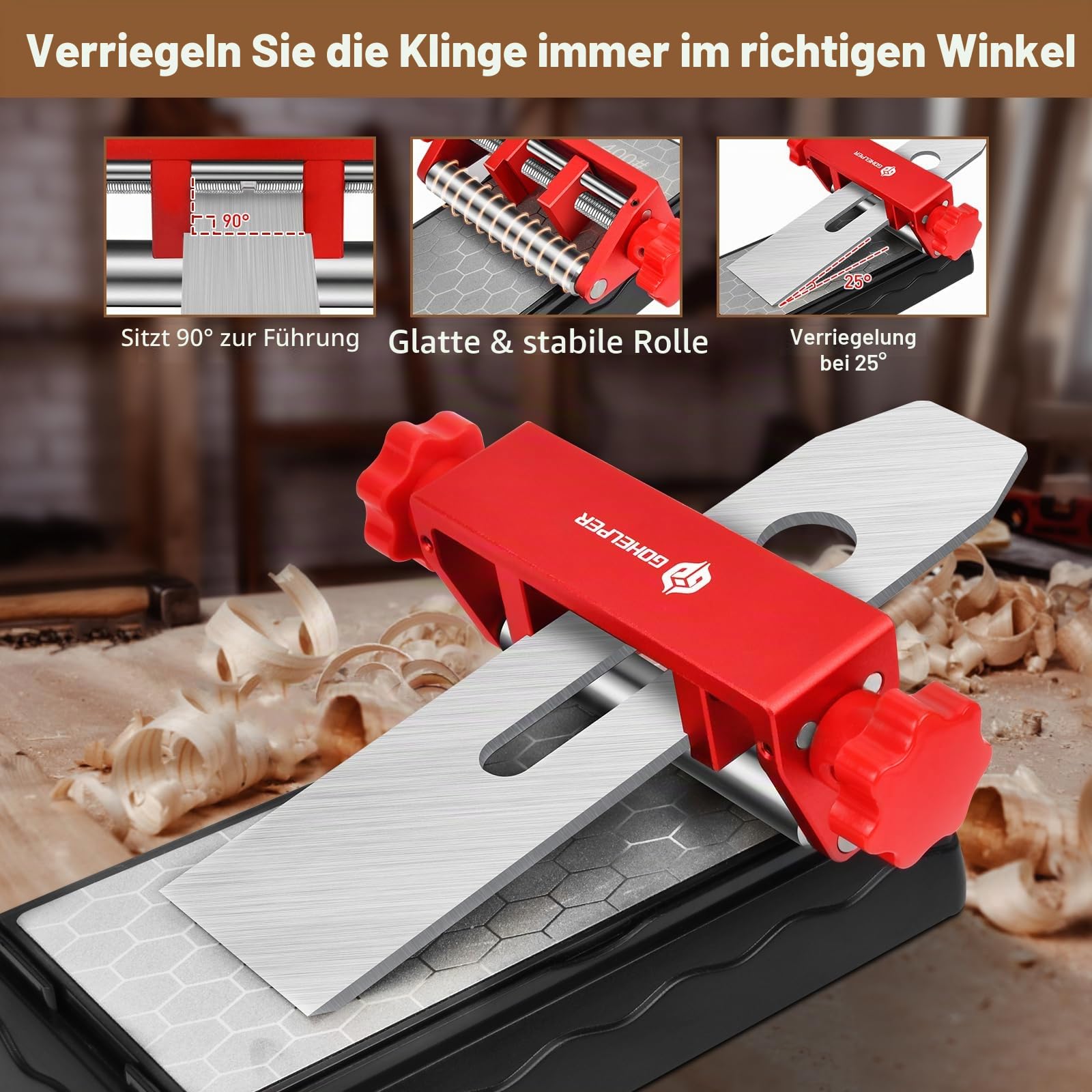 Schleifführung Schärfhilfe Schärfen Schleifhilfe Stechbeitel Mit Schleifsteine, Schleifführungswerkzeug, Meißel Schärfvorrichtung, Honing Guide für Meißel und Ebenen Breite 0.25-7.1cm