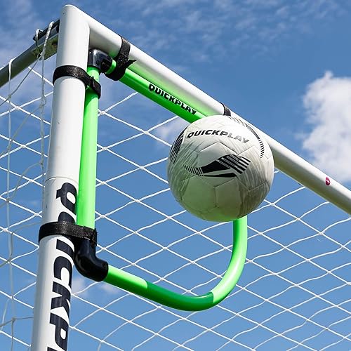 Miniatura 7 de QUICKPLAY Juego de 2 objetivos de esquina de portería  Equipo de entrenamiento de fútbol premium - Verde neón de alta visibilidad, compatible con