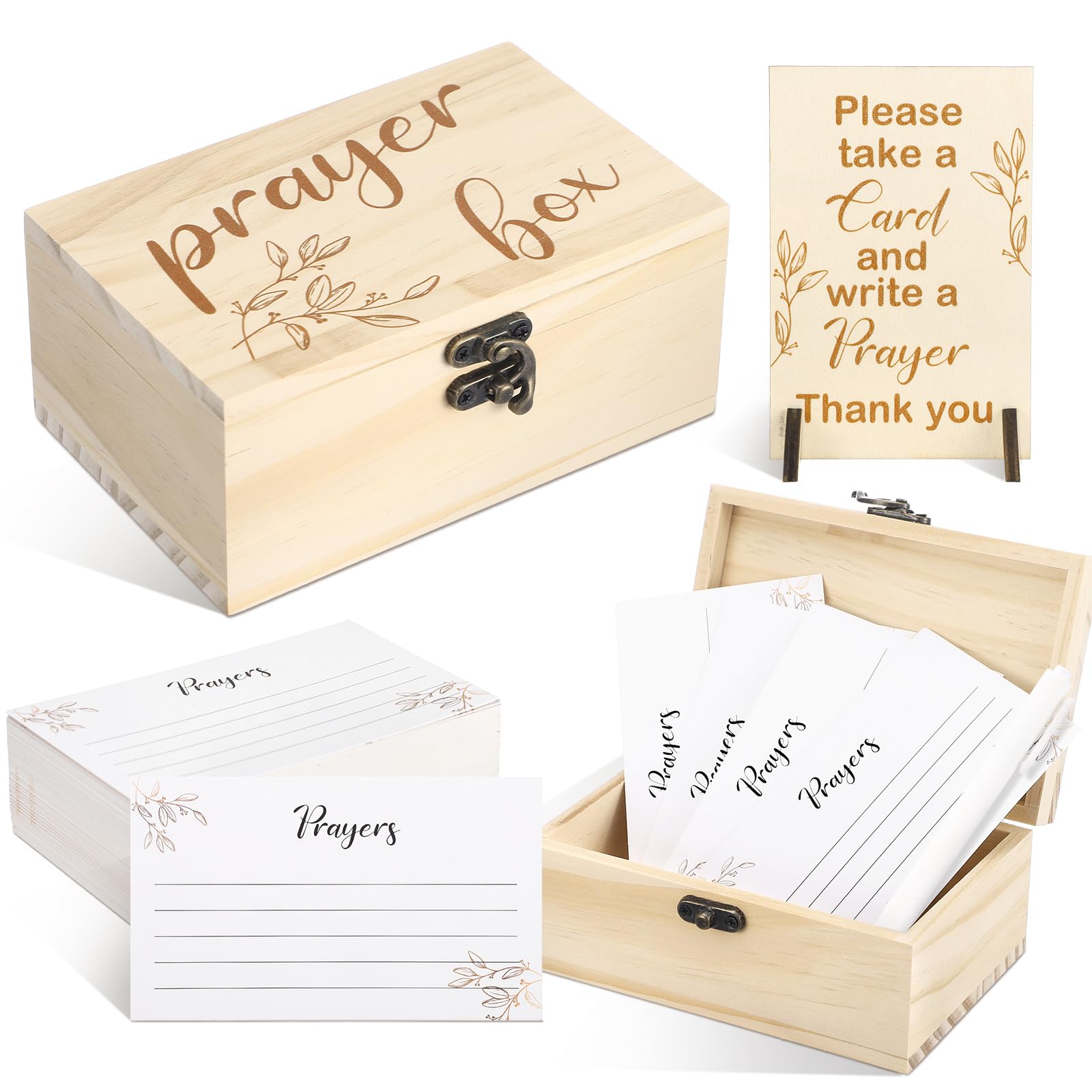 Amazon.com: Wonderjune Prayer Box with 100 Pcs Cards 1 Wooden