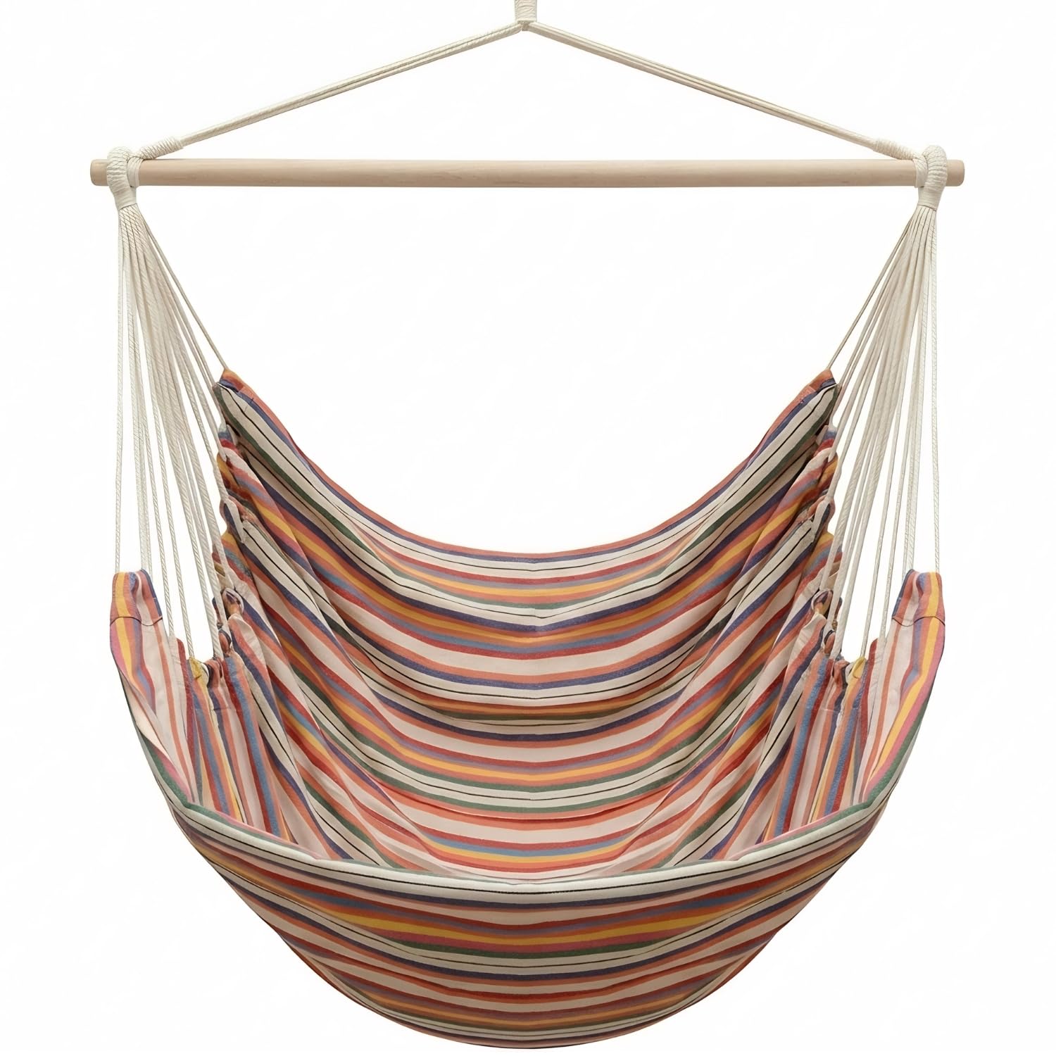 AMANKA XXL Hammock Chair 185x130cm - Large Hanging Seat for 2 People - Max 150kg - 100% Cotton Swing - 360° Swivel - Garden Balcony Patio Terrace - Indoor Outdoor Use - Adults Teens Heavy Duty