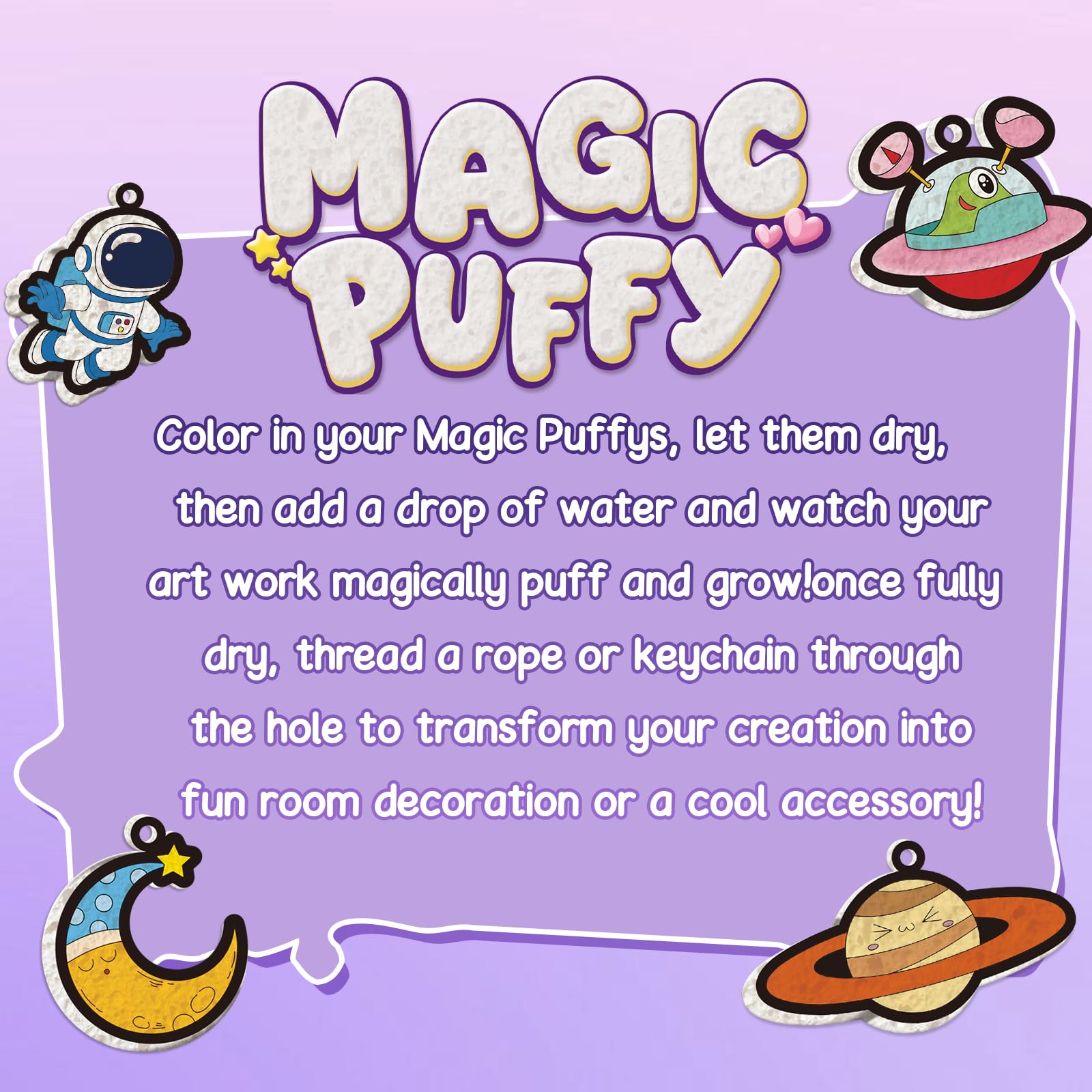 ZHFEIIRU 3D Art Kit, Aqua Puffs Princesses, Mess-Free Painting Craft for Girls & Boys, DIY Color Inflate Activity - Image 4