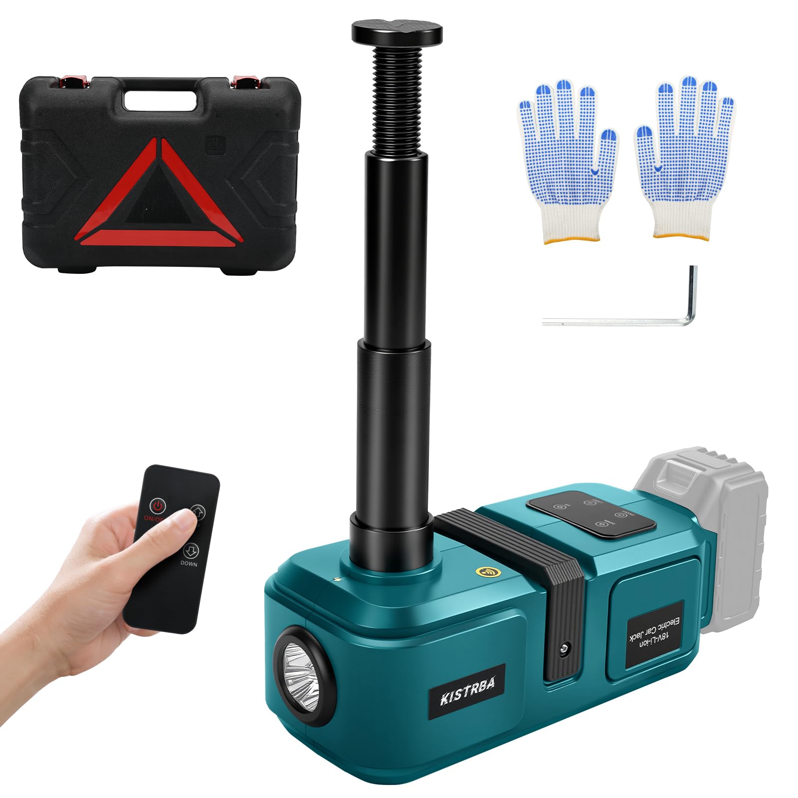 Elektrischer Wagenheber 5T für Makita 18V Akku(Ohne Akku), 15,5-45 cm Hubbereich, LED Licht, Kabelloses Tragbares Werkzeug für Auto SUV LKW Reifenwechsel Garagenreparatur