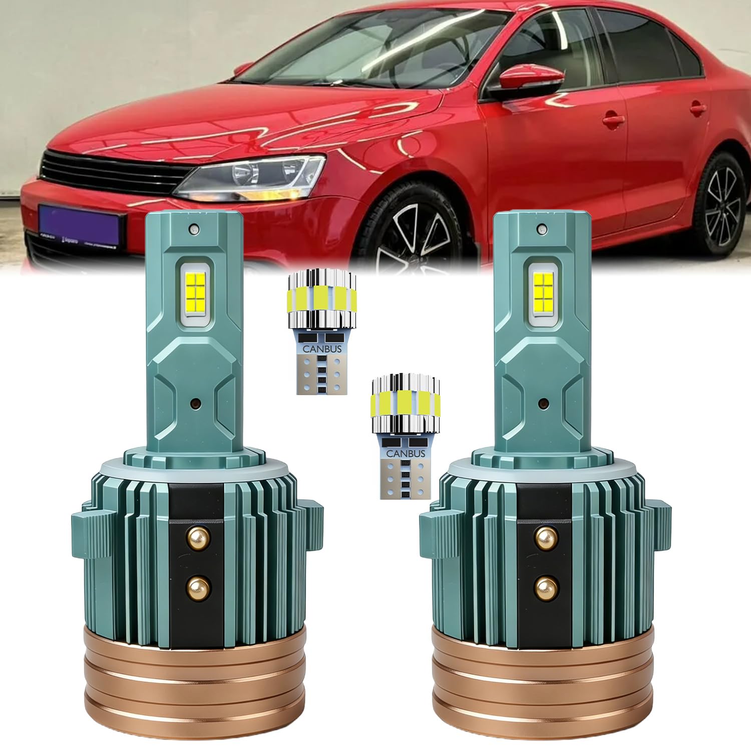 For Volkswagen Jetta Sportwagen 2011-2014 Light Bulbs, Hi-Lo Beam And License Plate Light Combo, Plug-and-Play Installation, 4 Pack