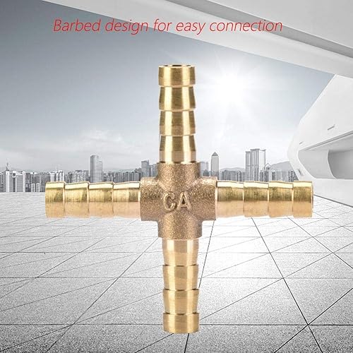 Miniatura 5 de 5 piezas de conexión cruzada de latón, manguera de latón de 4 vías, conector de montaje cruzado, junta de cobre, adaptador de púas de empalme, unión