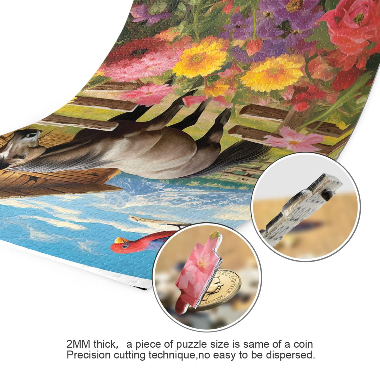 500-Piece Animal Farm Jigsaw Puzzle - Spring Flowers Scene With Dog & Cat, 20.5x15 Inches, Family Activity Game - View #12